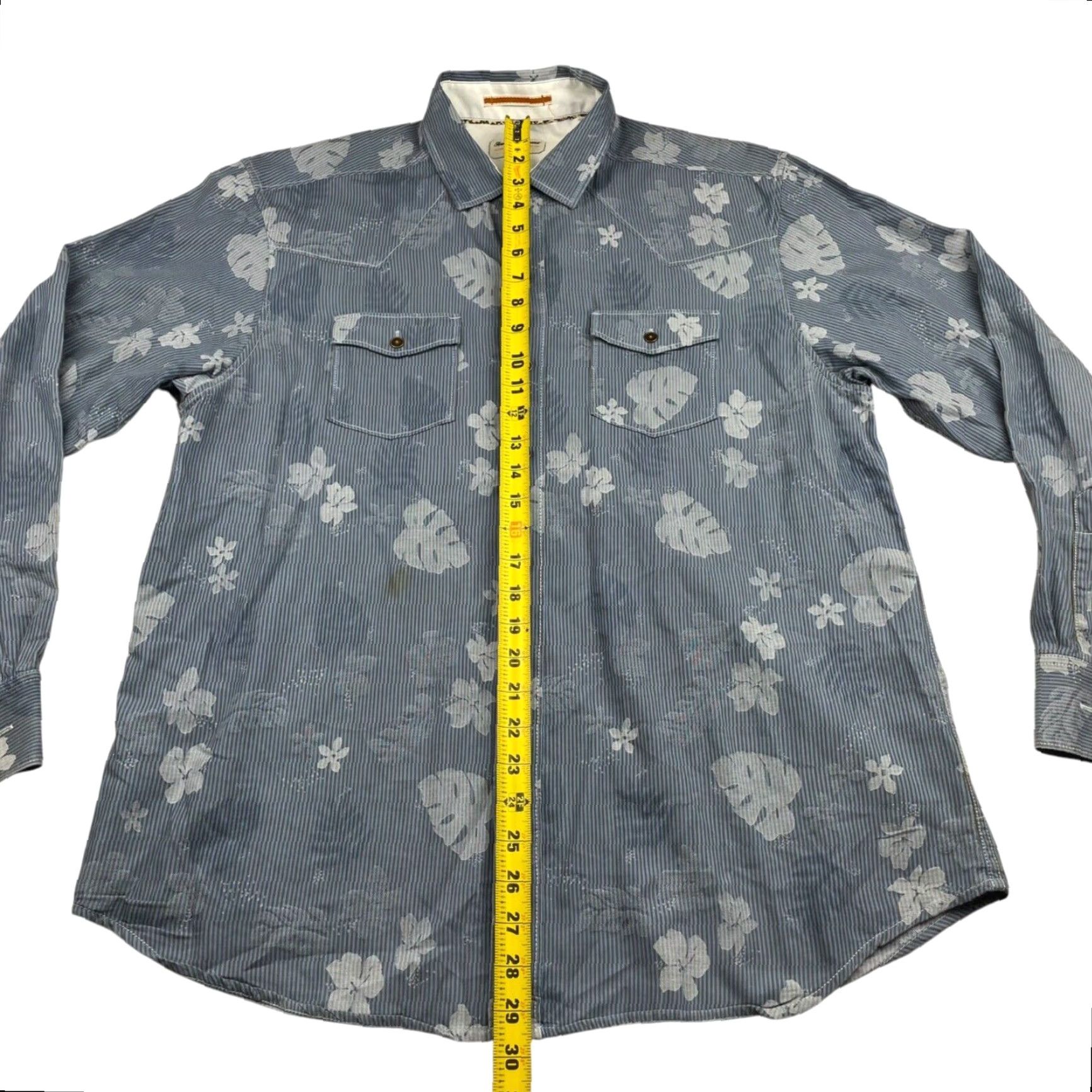 Tommy Bahama Tommy Bahama Jeans Men's Button Shirt Blue Floral Stripe 100% Cotton Medium Size US M / EU 48-50 / 2 - 5 Thumbnail