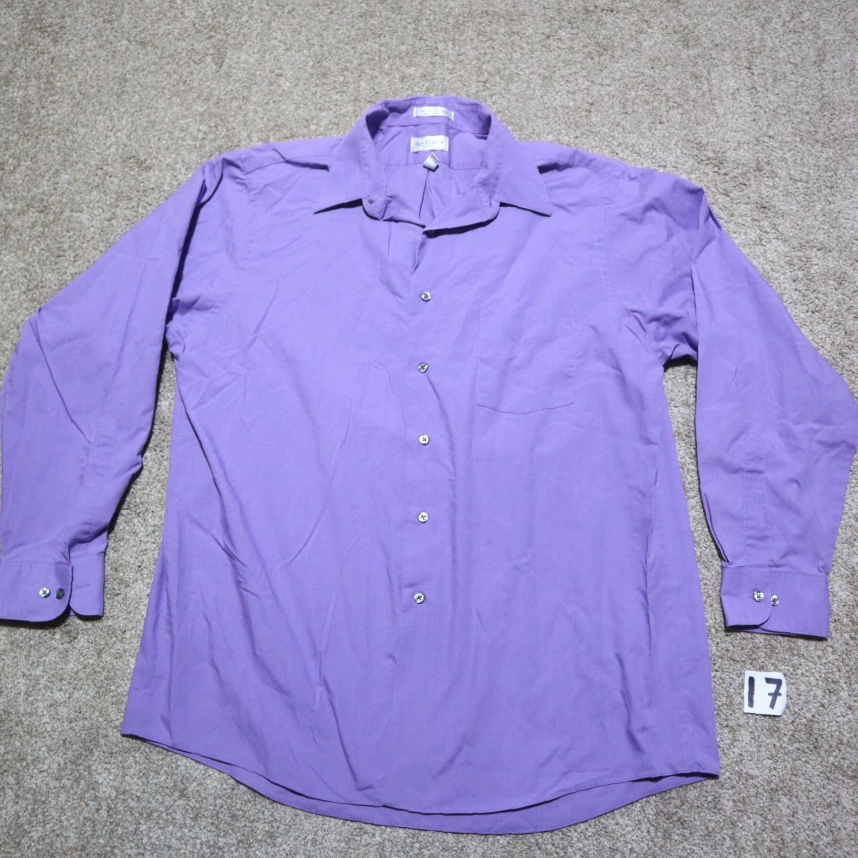 Van Heusen Van Heusen Shirt Button-Up Adult Men 17 Purple Long Sleeve Solid Cotton Blend 17 34/35 Size US XL / EU 56 / 4 - 2 Thumbnail