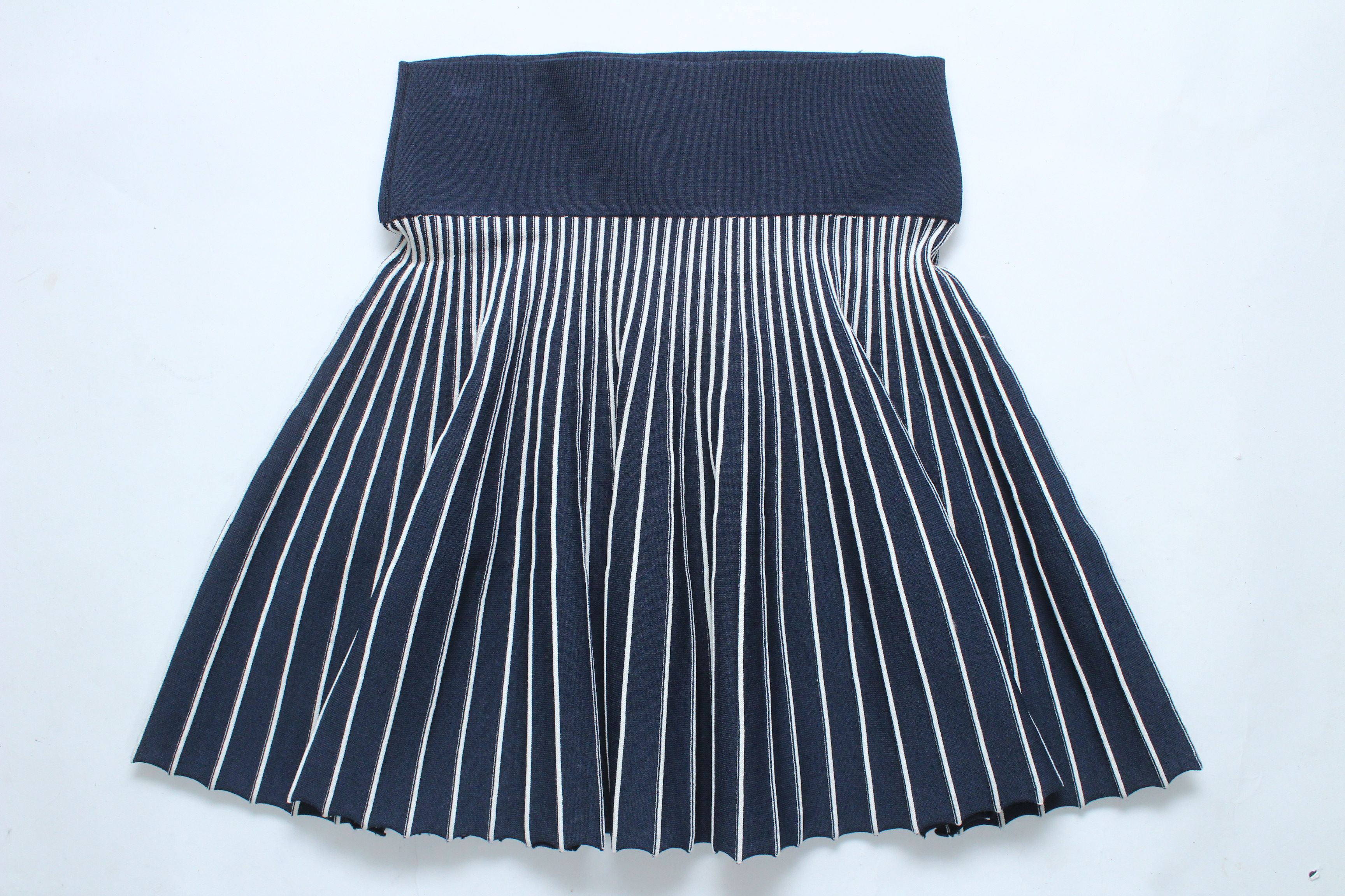 Opening Ceremony Opening Ceremony Striped Knit Pleated Mini Skirt Navy Size 34" / US 12 / IT 48 - 4 Thumbnail