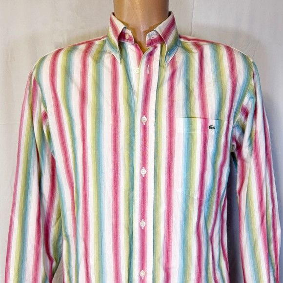 Lacoste Lacoste Mens Izod Striped Cotton Casual Button Down Shirt Size US M / EU 48-50 / 2 - 2 Thumbnail