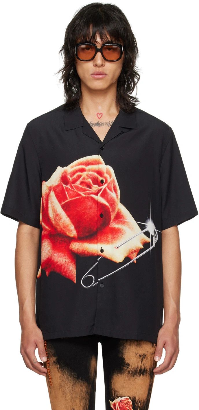 image of Streetwear Ksubi Rose Garden Button Up Shirt in Black, Men's (Size Large)