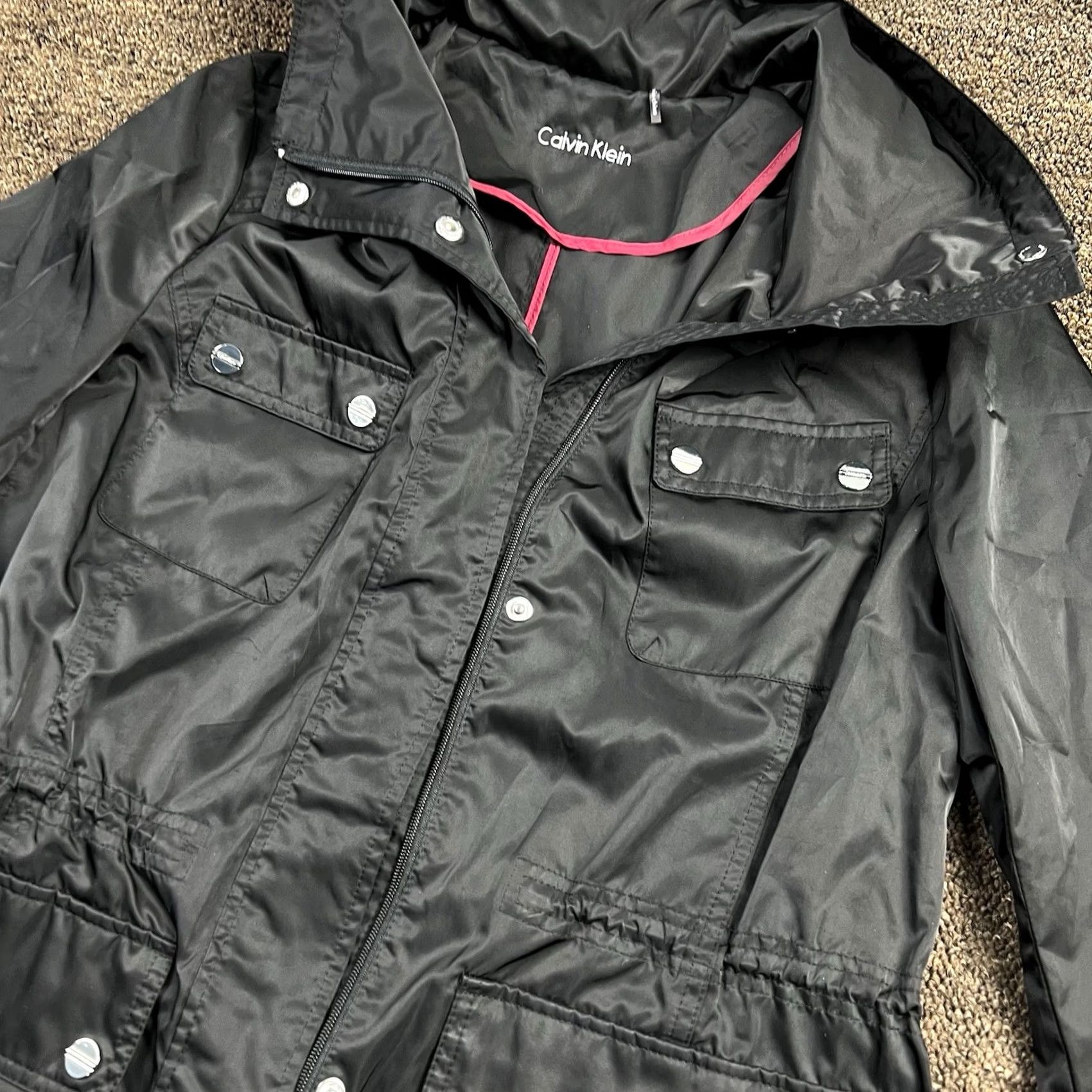 Calvin Klein Calvin Klein Windbreaker Jacket Women Hooded Black Medium Rain Stylish Rain Windbreaker Jacket Adult Womens M Black Logo Zipper Tasseled Size M / US 6-8 / IT 42-44 - 6 Thumbnail