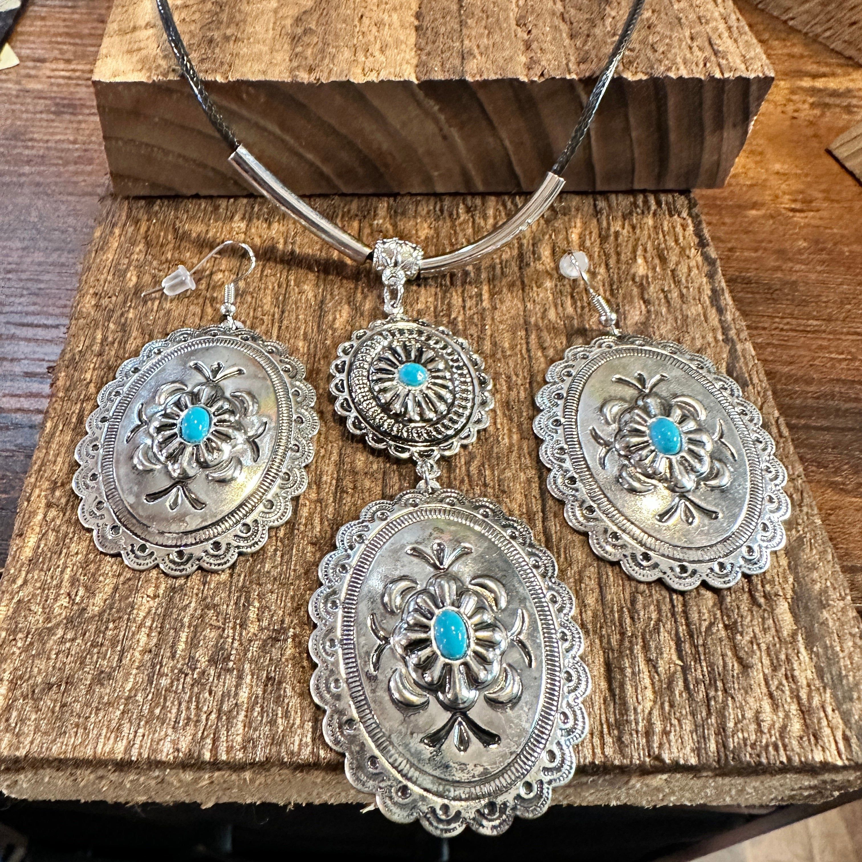 Other Turquoise Stone Bohemian Concho Jewelry Set with Fast Shippi Size ONE SIZE - 2 Thumbnail