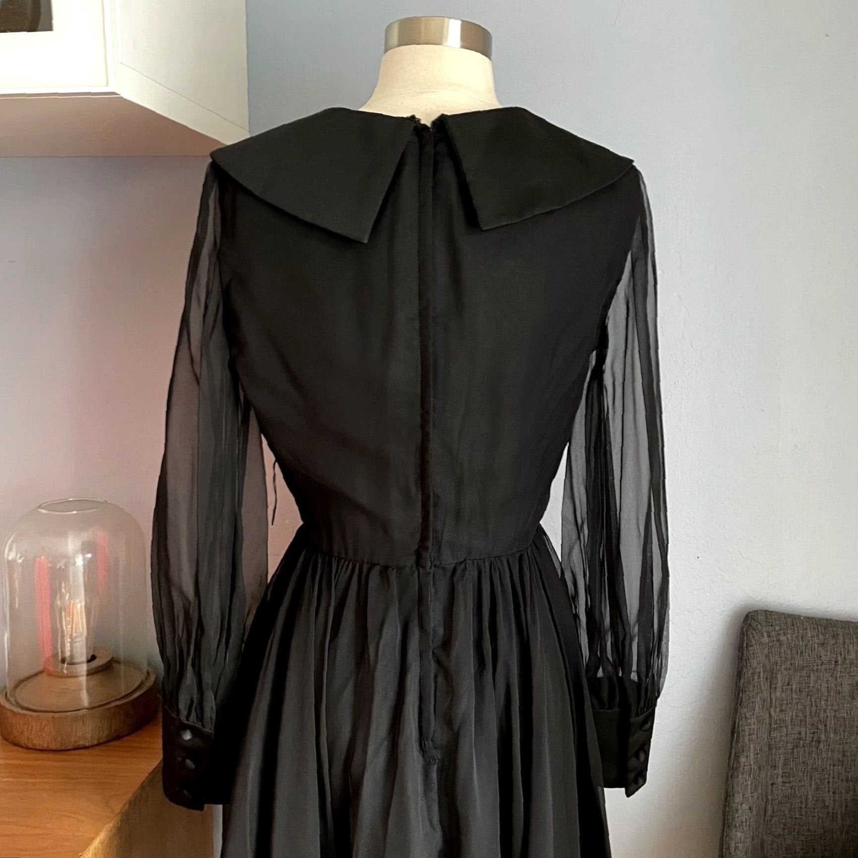 Vintage VINTAGE Coco of California Black Chiffon Dress Cocktail Party 1970s M Black Dress Party Coco of California Womens Size M / US 6-8 / IT 42-44 - 6 Thumbnail