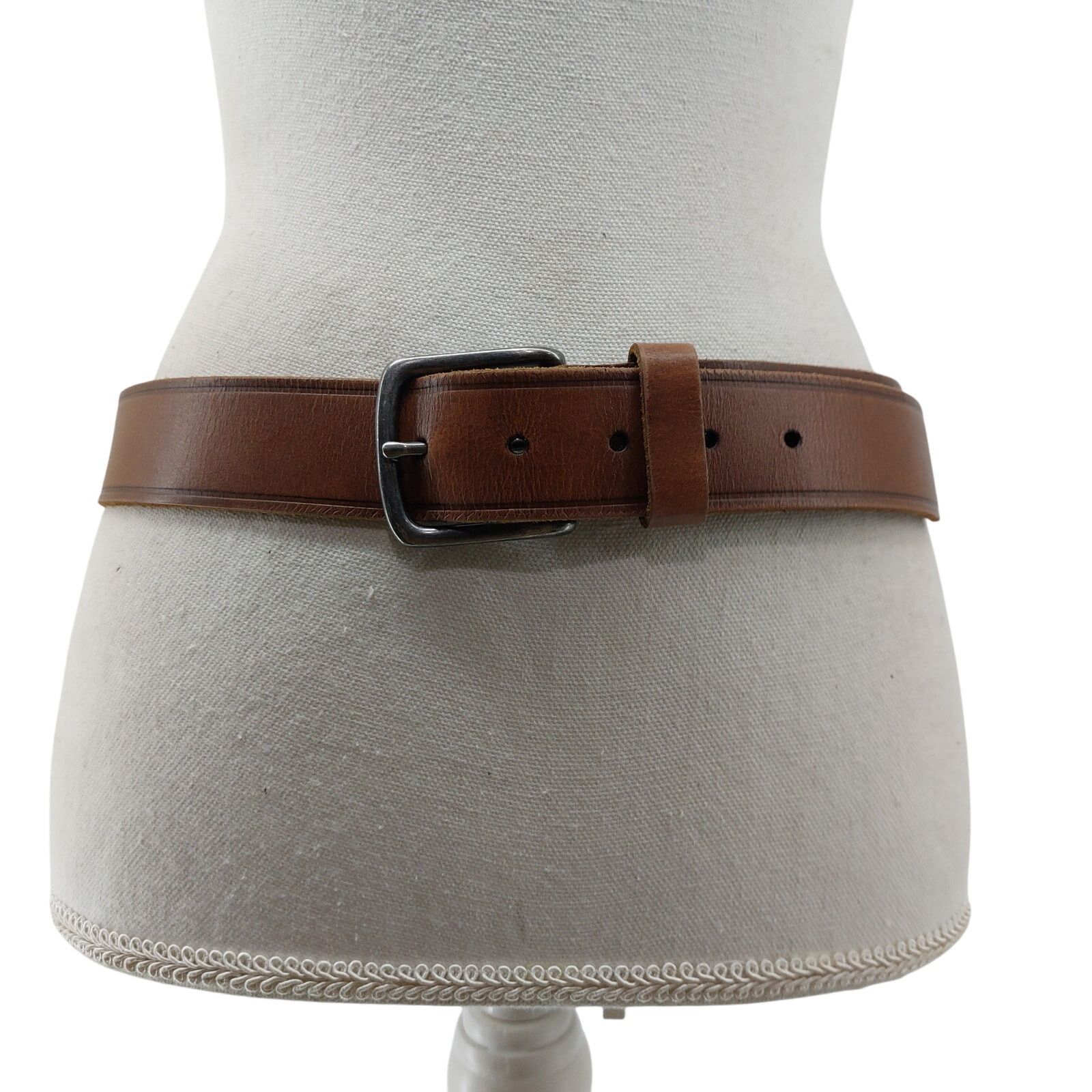 Wrangler Wrangler Mens Brown Leather Belt Sz 34 Silver 1 Prong Buckle Size 34 - 1 Thumbnail