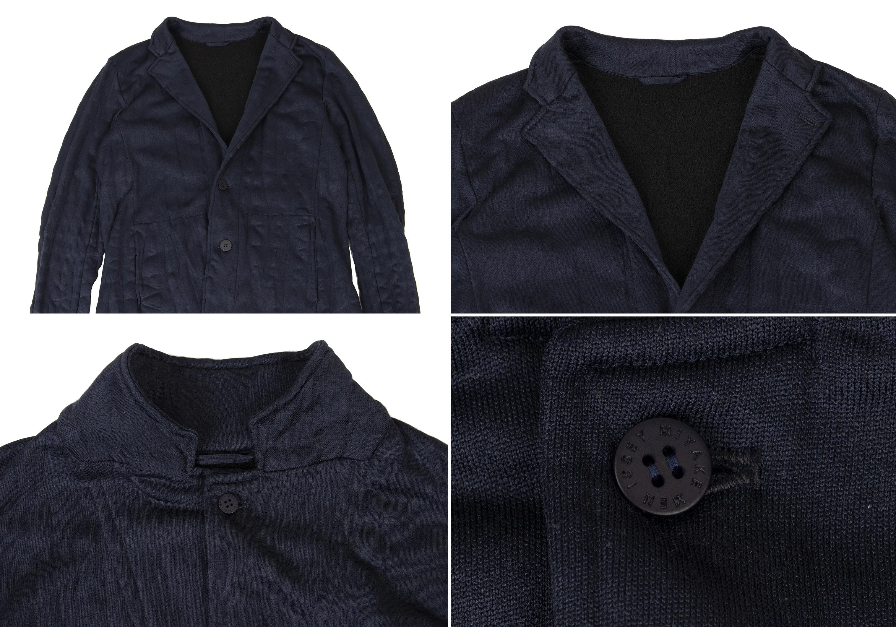 Issey Miyake Poly-Cotton Shibori Jersey Set-Up in Navy Blue Size US 34 / EU 50 - 3 Thumbnail