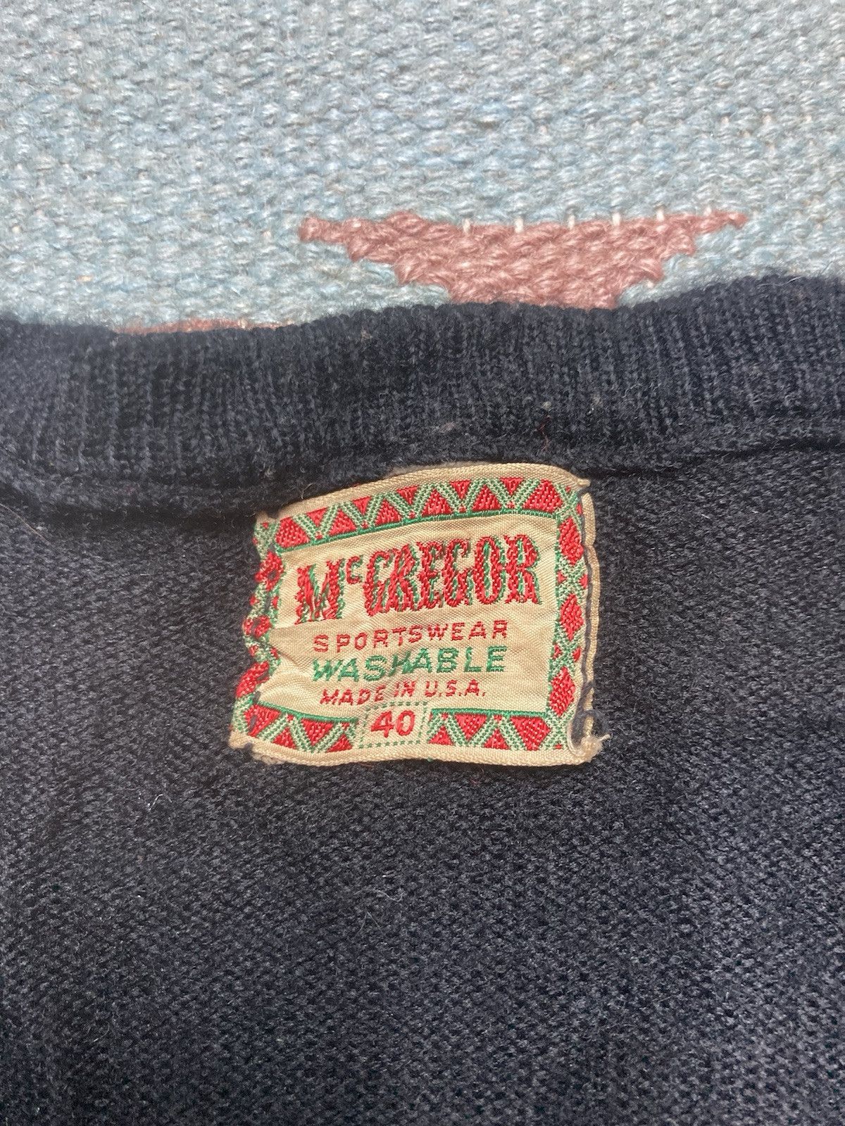 McGregor × Vintage 1950s mcgregor wool blend sweater pullover black v neck 40 Size US M / EU 48-50 / 2 - 4 Thumbnail