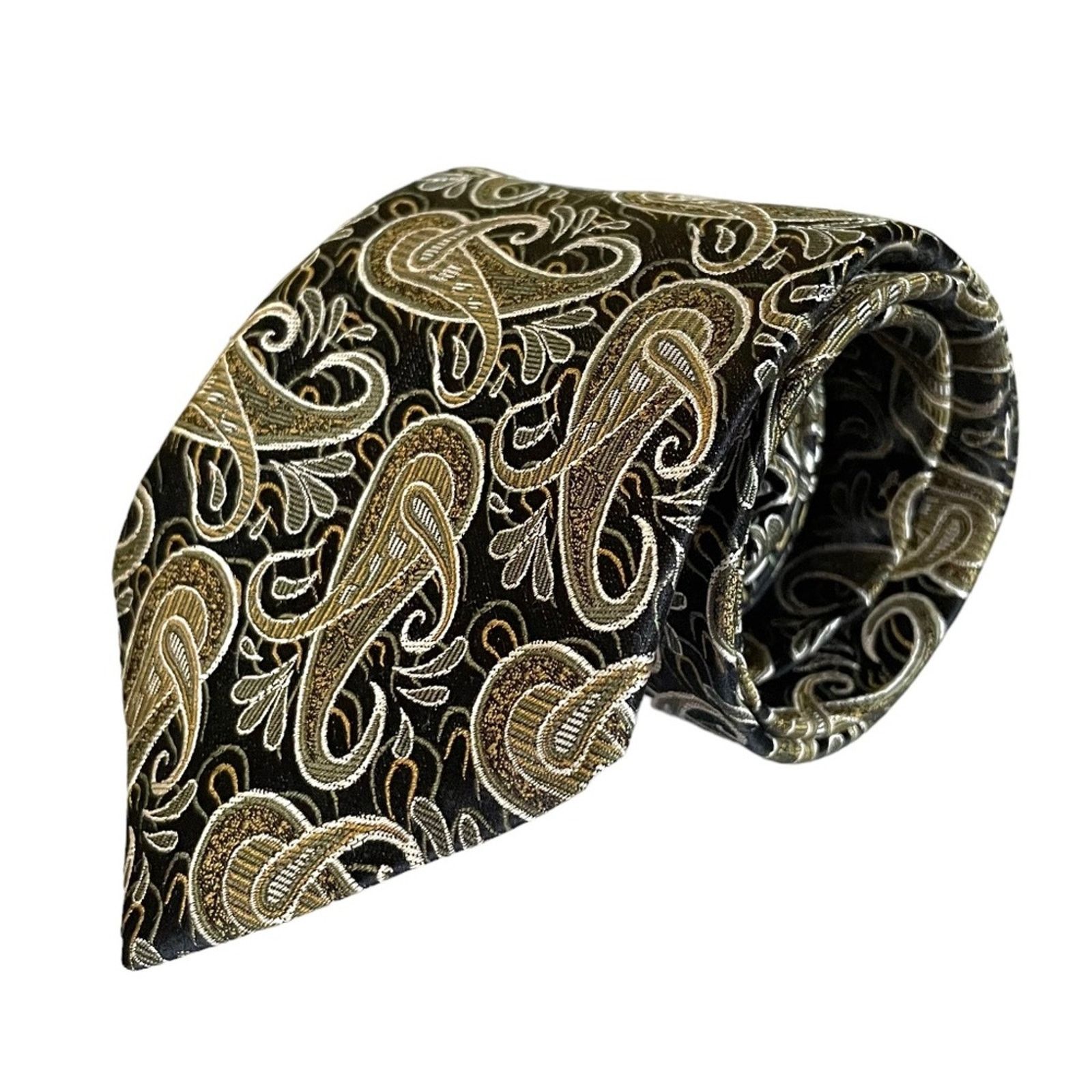 Vintage × XMI Platinum Vintage XMI for Nordstrom Neutrals Paisley Brocade Silk Tie Size ONE SIZE - 1 Thumbnail