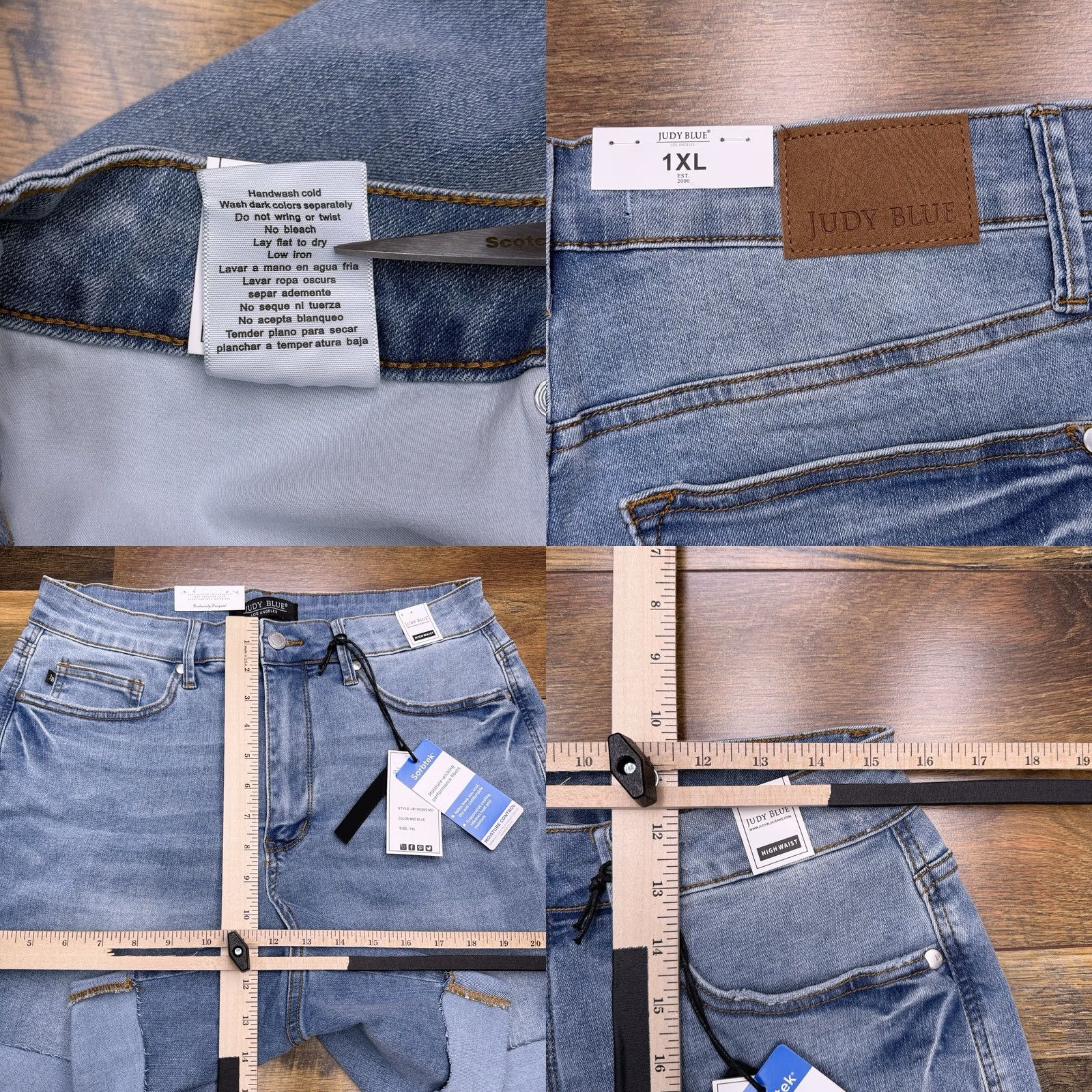 Vintage Judy Blue High Waisted Cut Off Shorts Womens 1XL Cuffed Denim Blue 31 in Inseam 6.5 in 5-Pocket Rock/Bohemian Summer Size 40" / US 18 - 8 Thumbnail