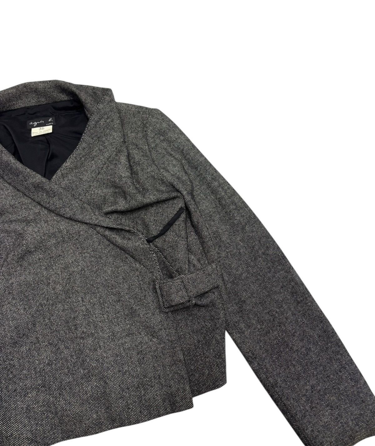 agnes b. 🔥AGNES B WOOL LAINE GREY SHAWL COLLAR CROP JACKET Size S / US 4 / IT 40 - 14 Thumbnail