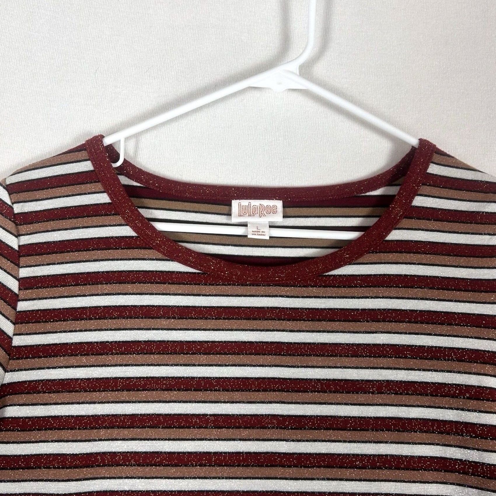 Vintage LuLaRoe Gigi Short Sleeve Shirt Womens L Striped Stretch NWT Rainbow Tunic Top Size L / US 10 / IT 46 - 4 Thumbnail