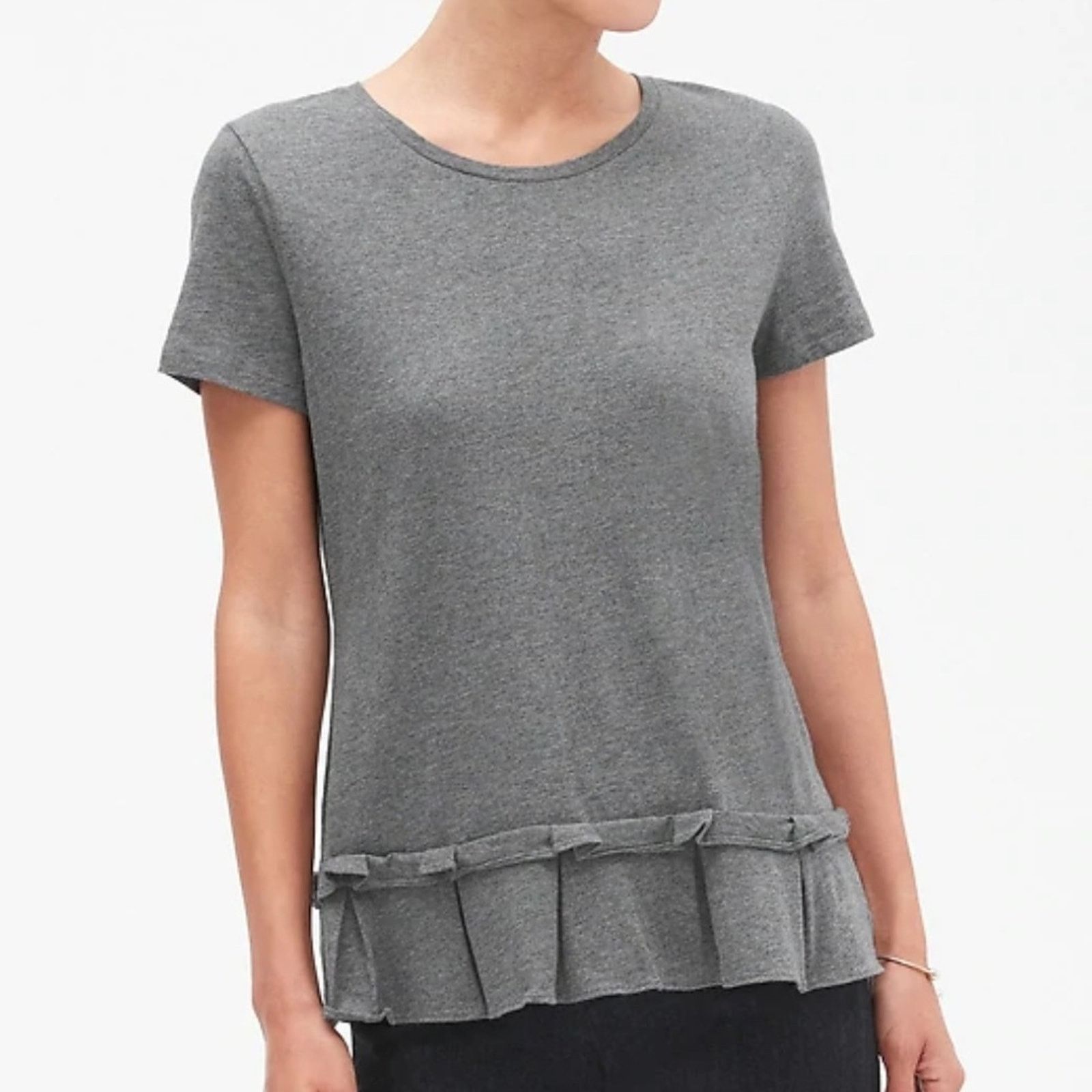 Banana Republic Banana Republic Gray Pleat Flounce Hem Top Size S / US 4 / IT 40 - 11 Thumbnail