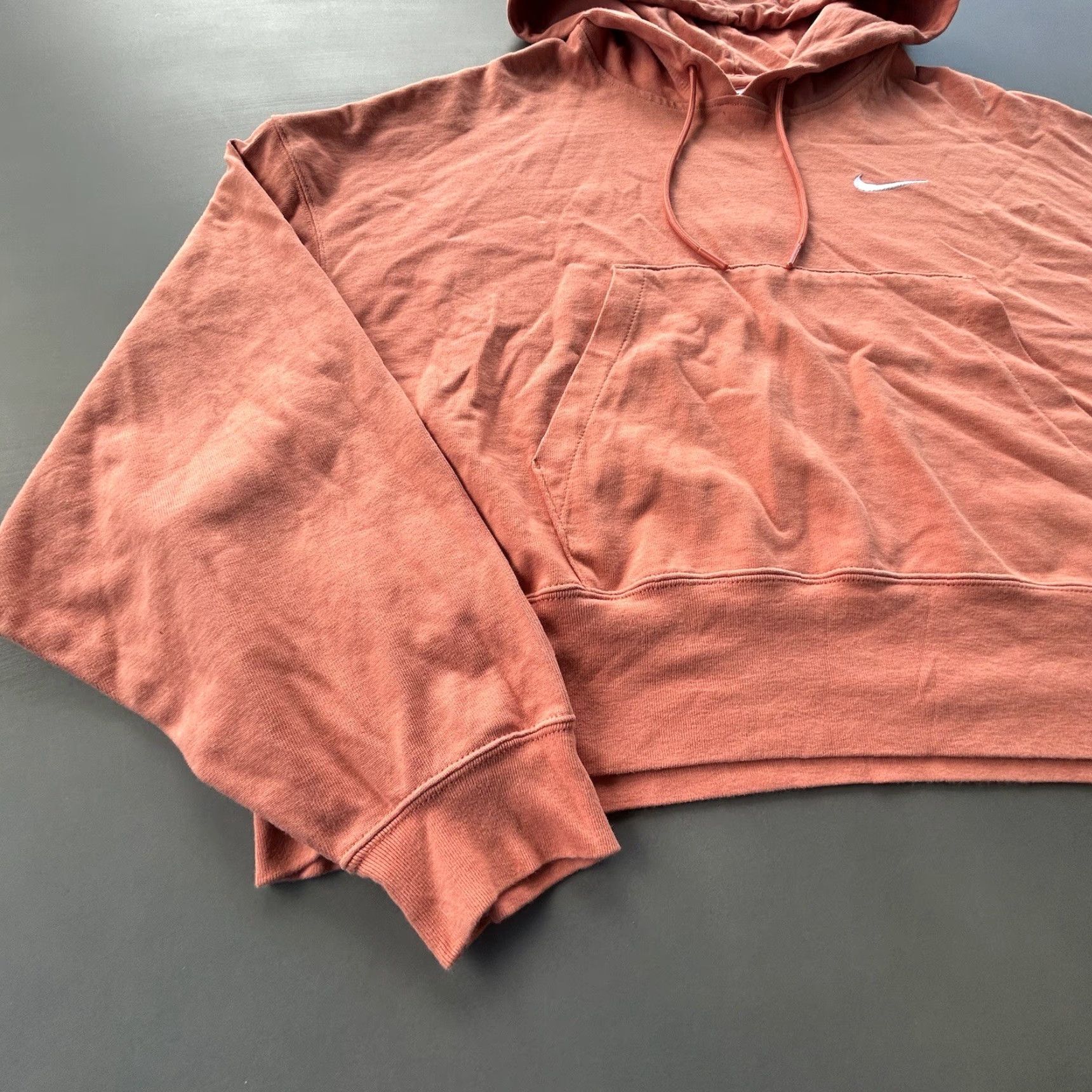 Nike Nike Sportswear Hoodie Women’s Small Orange Solid Logo Embroidered Oversized Pullover Sweatshirt Size S / US 4 / IT 40 - 4 Thumbnail