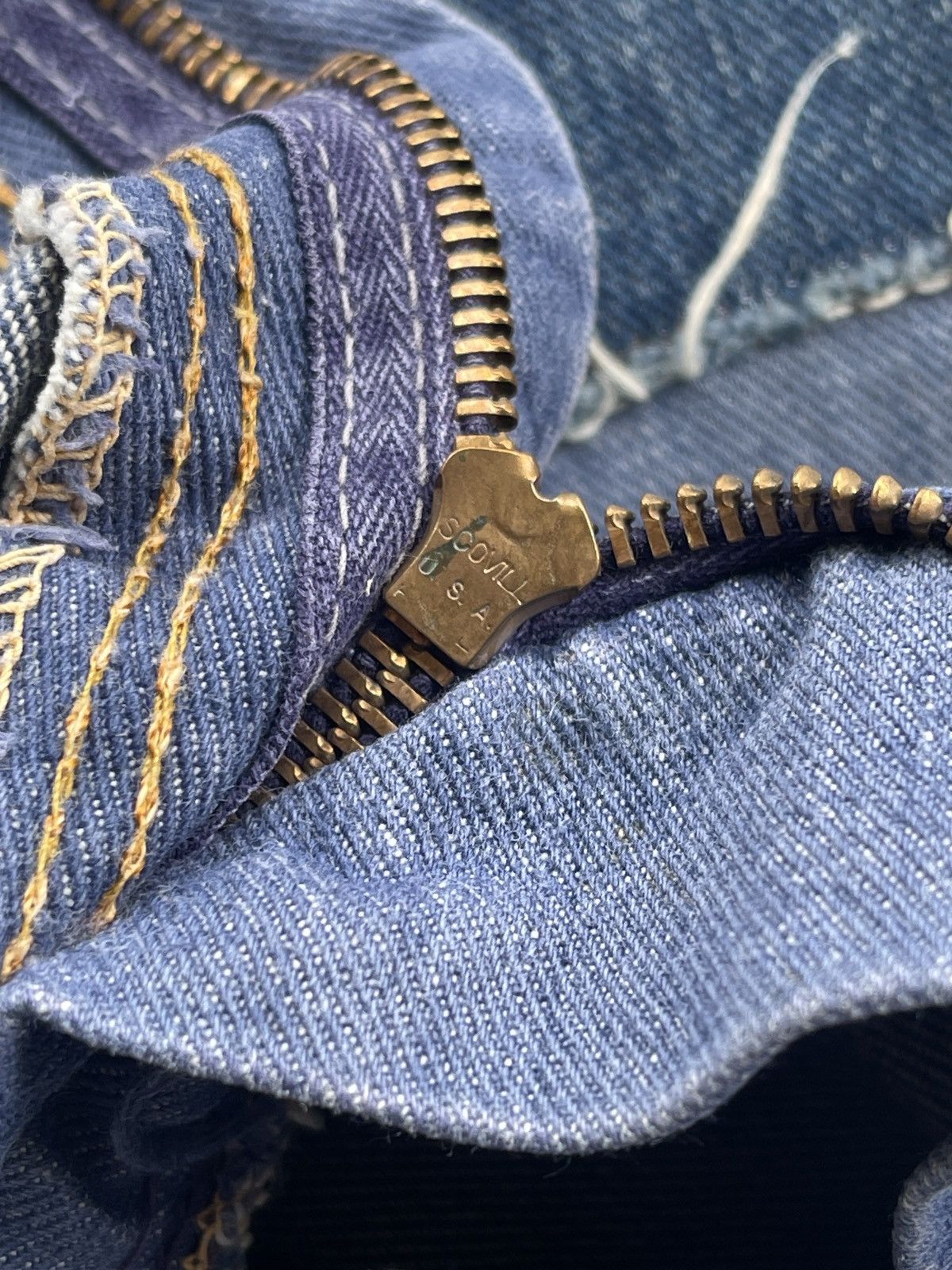 Original Montgomery 1950s Powr House 101 Selvedge Distressed Denim Size US 38 / EU 54 - 13 Thumbnail