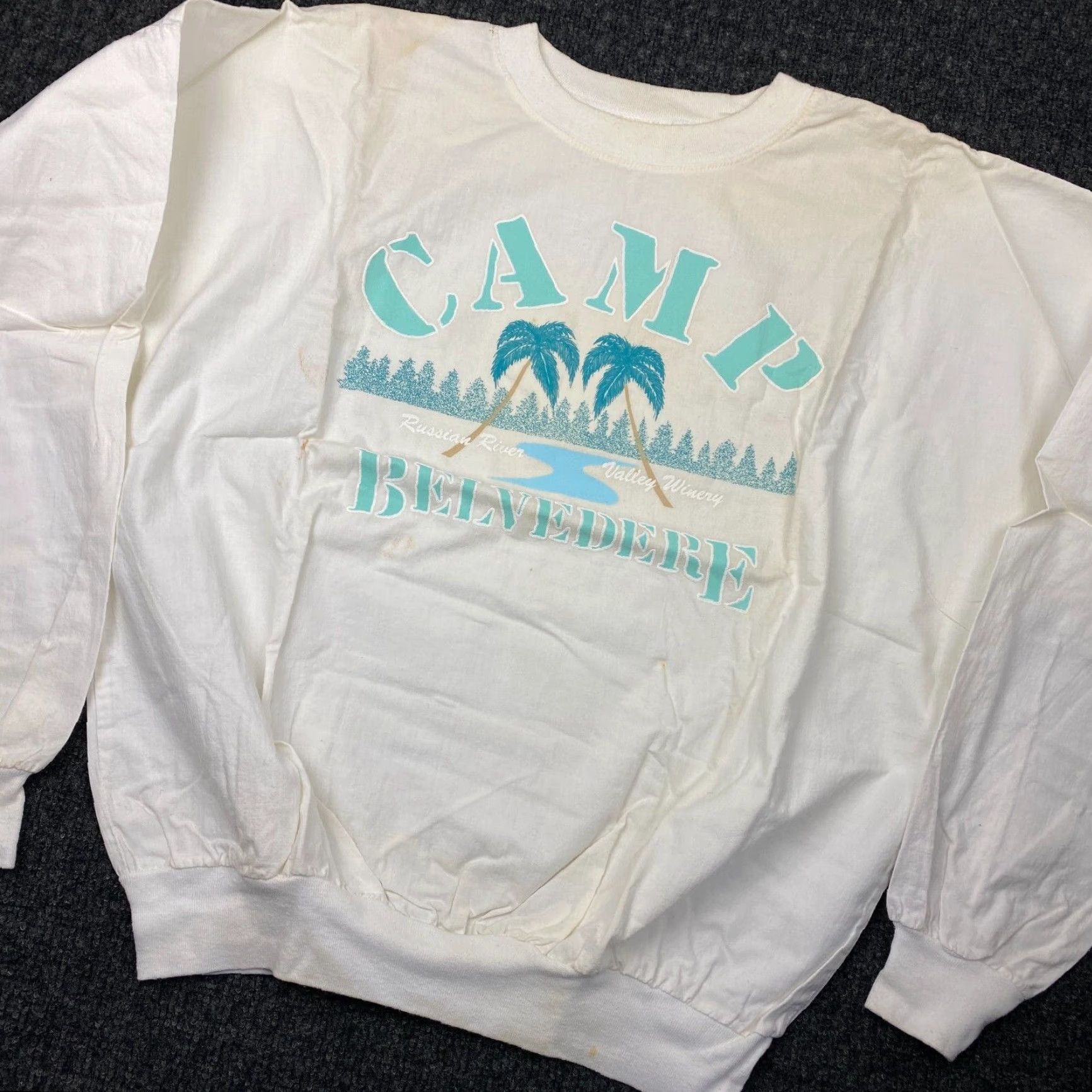 Vintage VINTAGE Camp Belvedere Russian River Valley Winery Long Sleeve Shirt XL White Mens 90s Outdoor USA Graphic Print Size US XL / EU 56 / 4 - 2 Thumbnail
