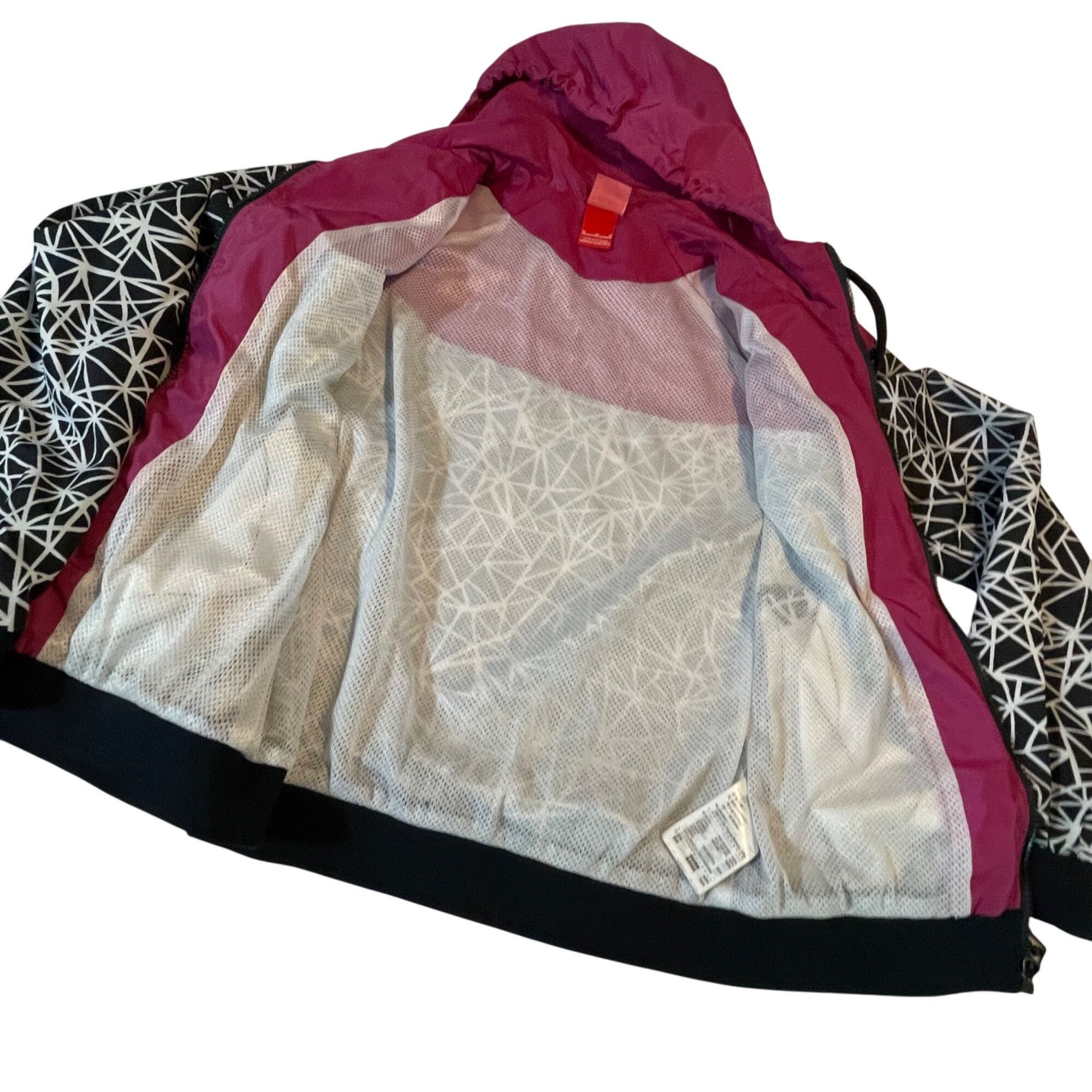 Nike Nike Womens Hooded Windbreaker Jacket Black & Pink Geometric Size M / US 6-8 / IT 42-44 - 4 Thumbnail