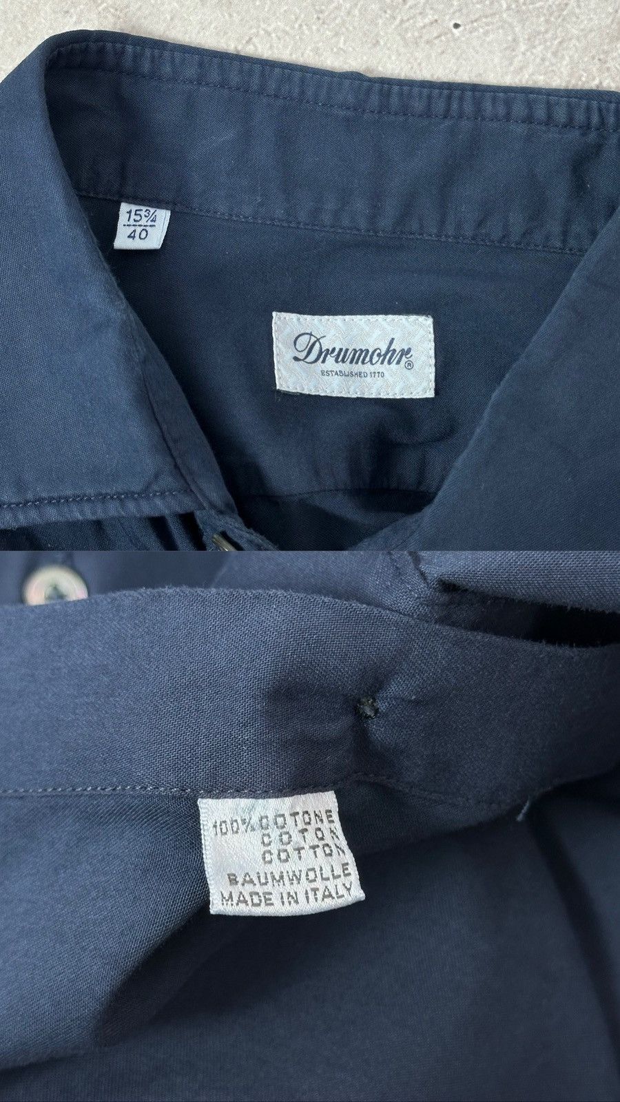 Drumohr Drumohr Navy Blue Cotton Made in Italy Long Sleeve Shirt Size US L / EU 52-54 / 3 - 8 Thumbnail