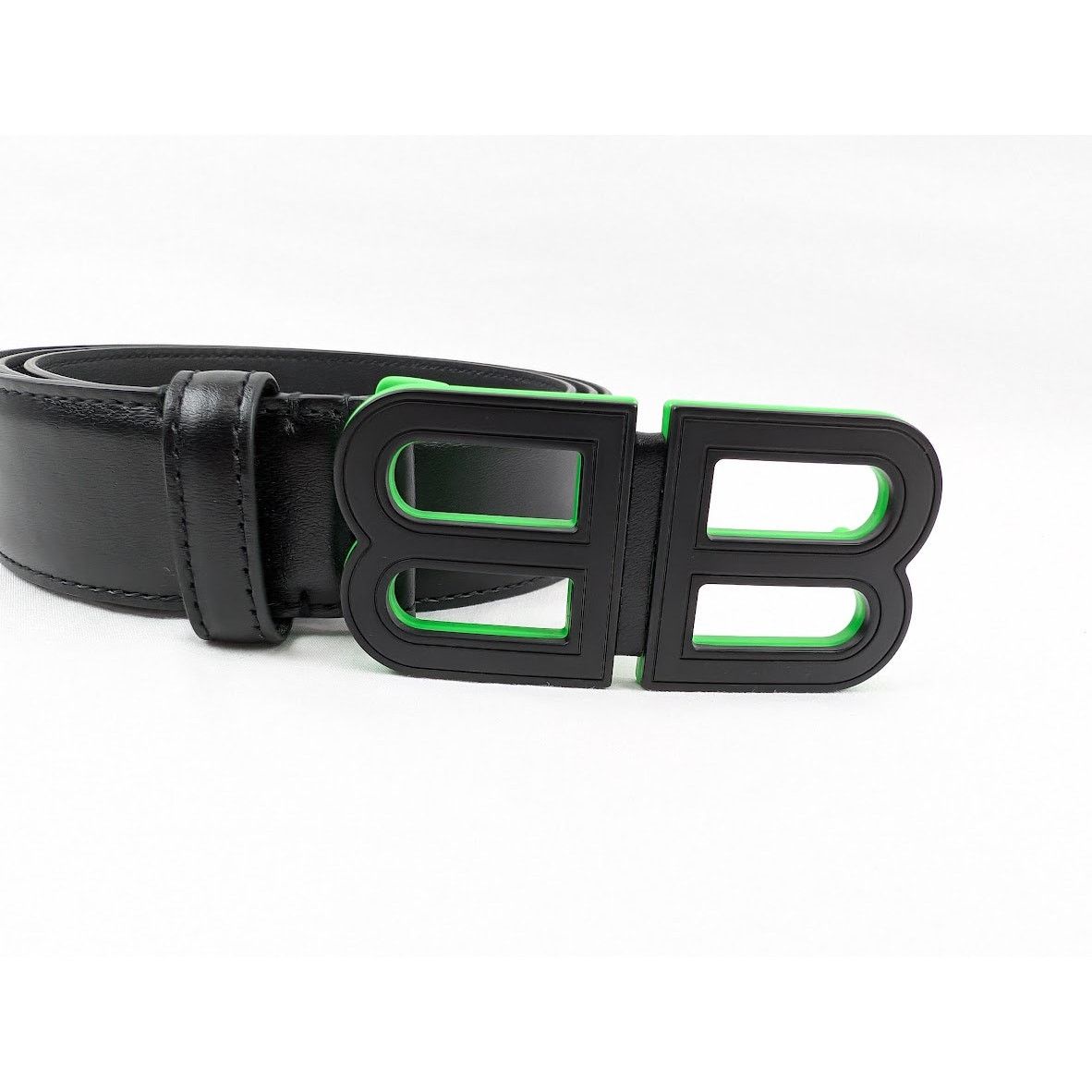 Balenciaga o1rshd1 Q:2 / Size:105 / BB Hourglass Large Belt Black/Green Size 40 - 4 Thumbnail