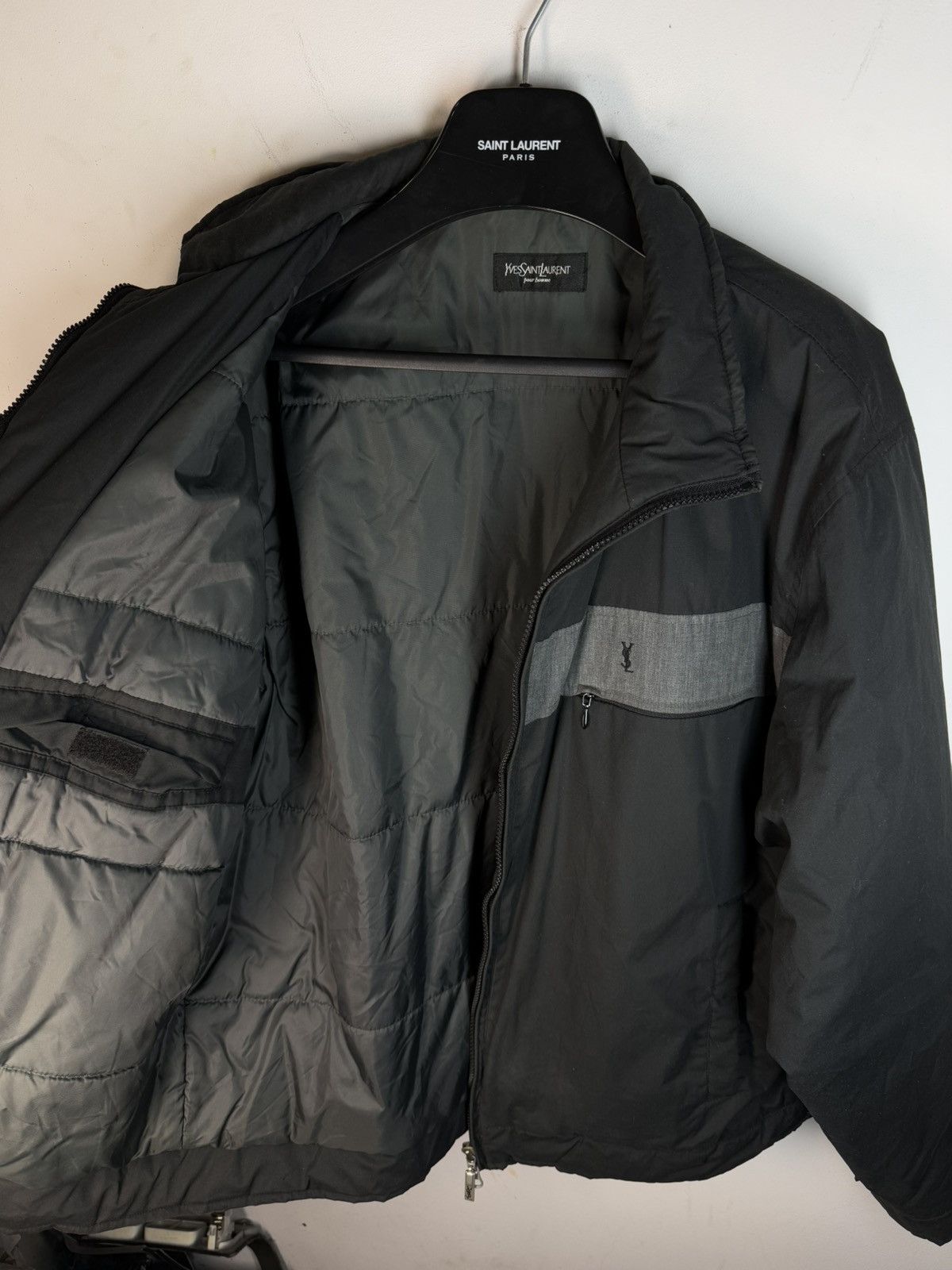 Warm YSL Jacket Black/Grey Autumn Bomber Vintage Luxury