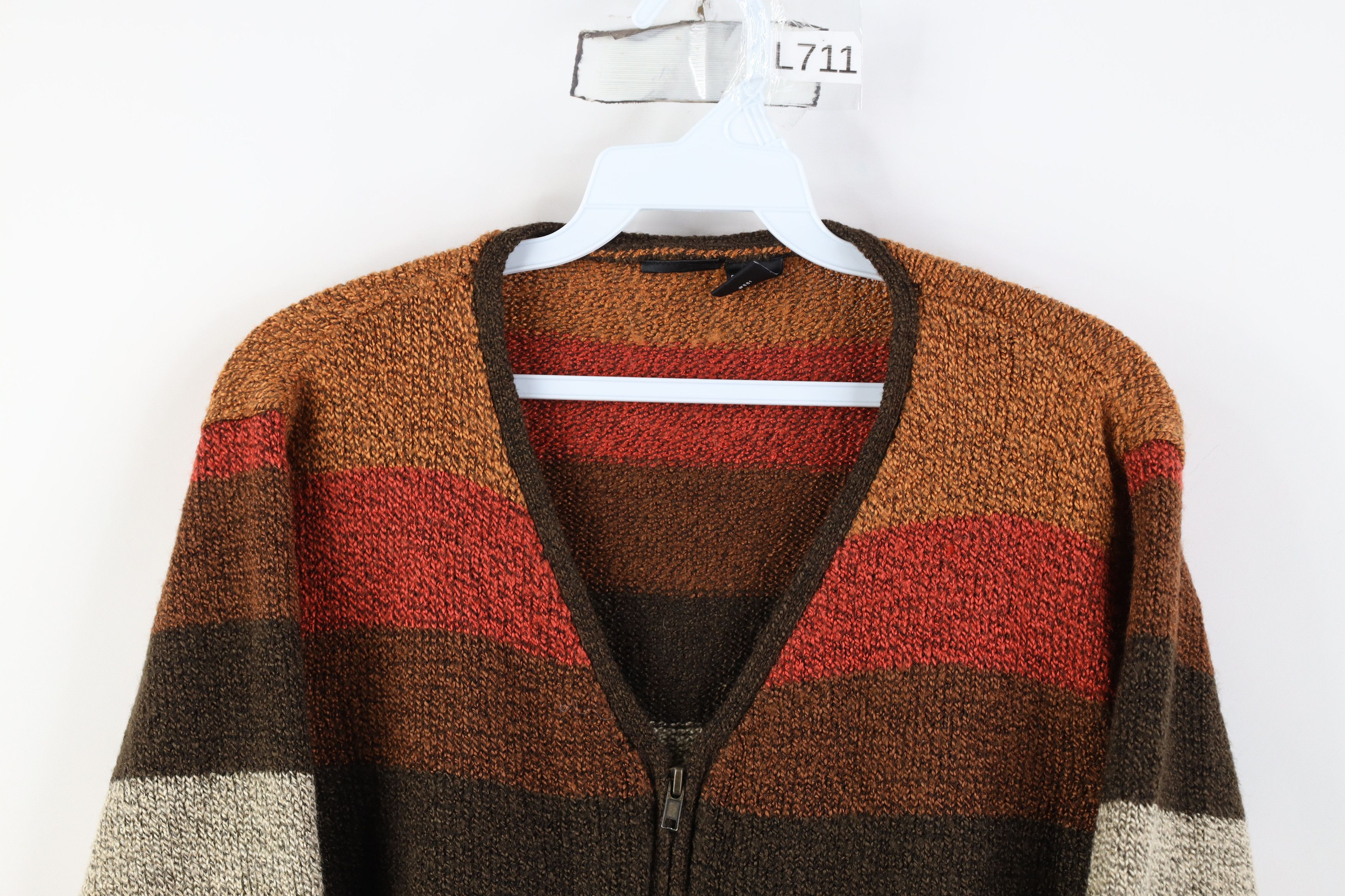 Vintage Vintage 90s Y2K Babydoll Block Knit Zip Cardigan Sweater Size M / US 6-8 / IT 42-44 - 2 Thumbnail