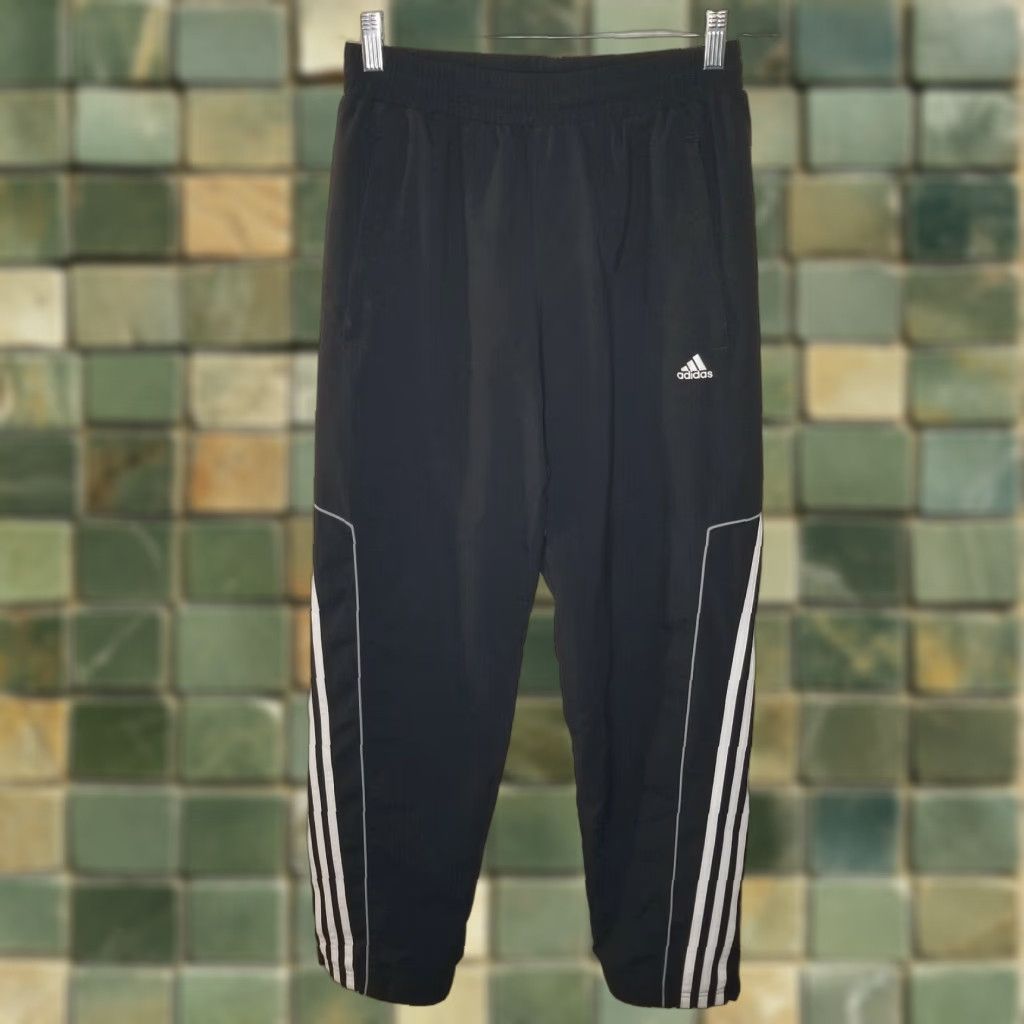 Adidas Adidas Track Pants Mens Size S Black White Stripes Activewear Mens Size US 29 - 1 Thumbnail