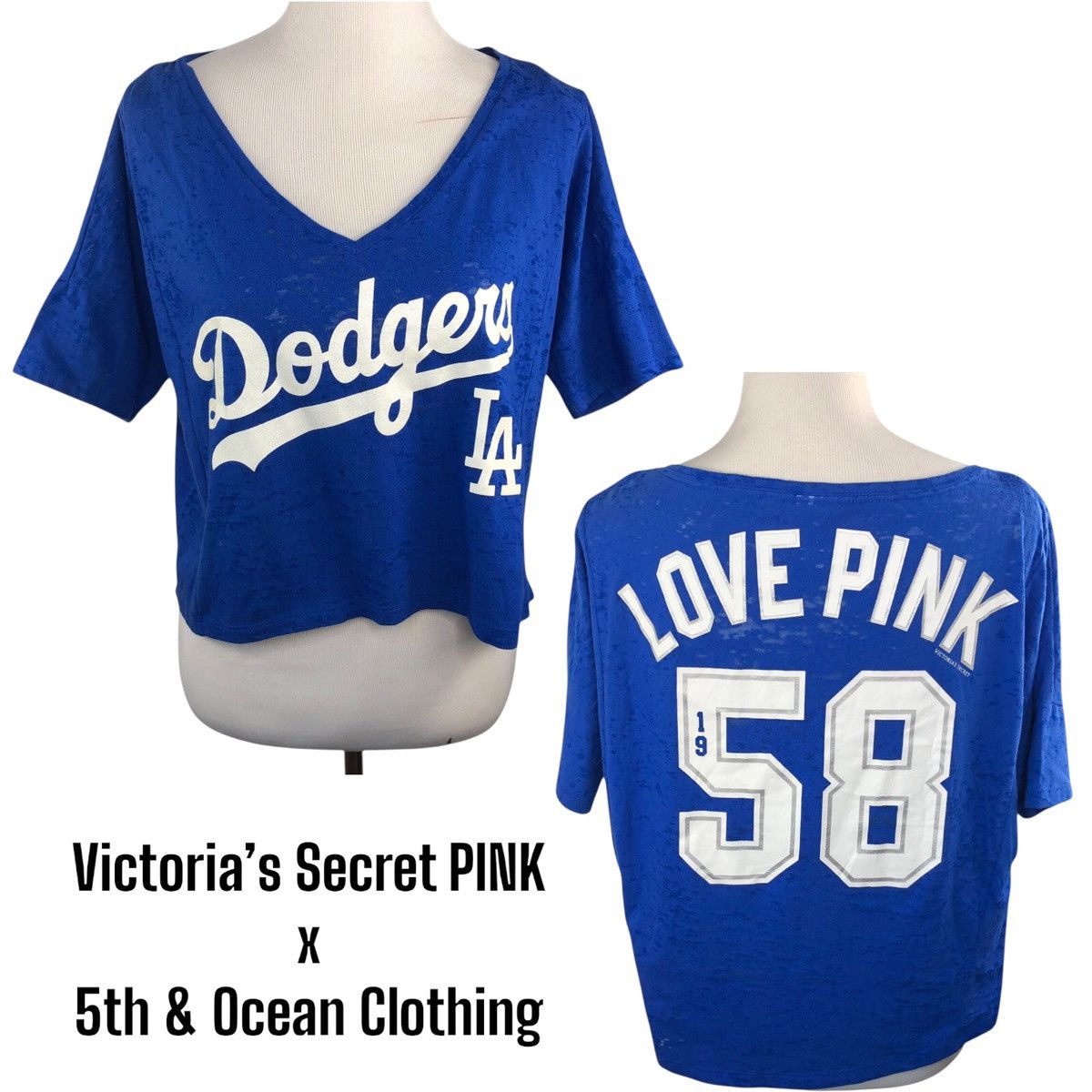 Victoria's Secret VS PINK LA Dodgers Oversized Crop T-Shirt White Glitter Logo Size XS / US 0-2 / IT 36-38 - 1 Thumbnail