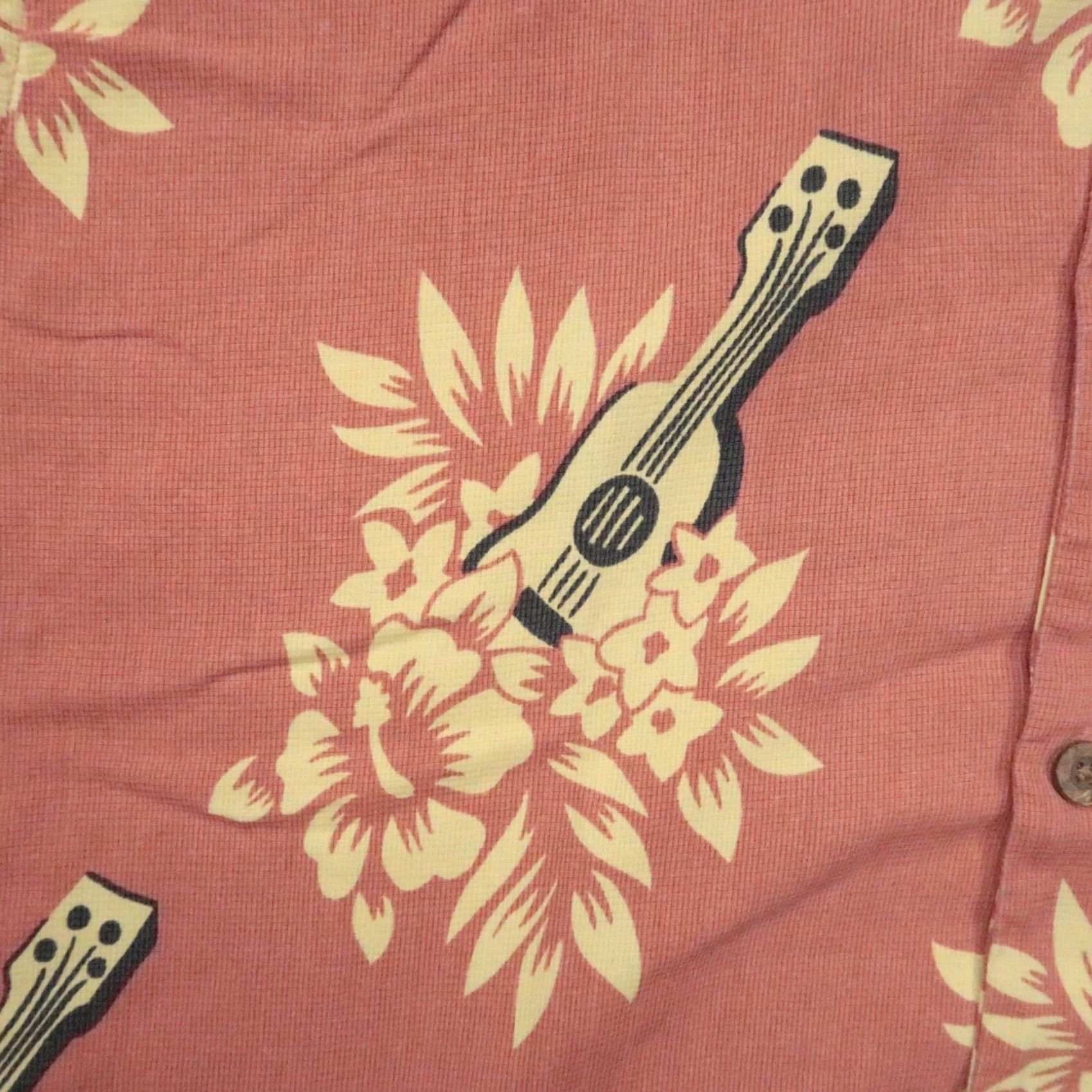 Tommy Bahama Tommy Bahama Shirt Men Large Coral Red Ukulel Floral Short Sleeve Silk Hawaiian Button-Up Pattern: Floral Size US L / EU 52-54 / 3 - 5 Thumbnail