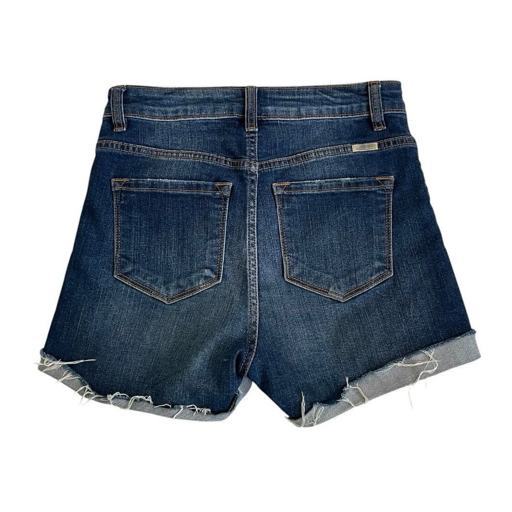 Other Kancan Dark Wash Distressed High Rise Mini Jean Shorts Size 26" / US 2 / IT 38 - 5 Thumbnail