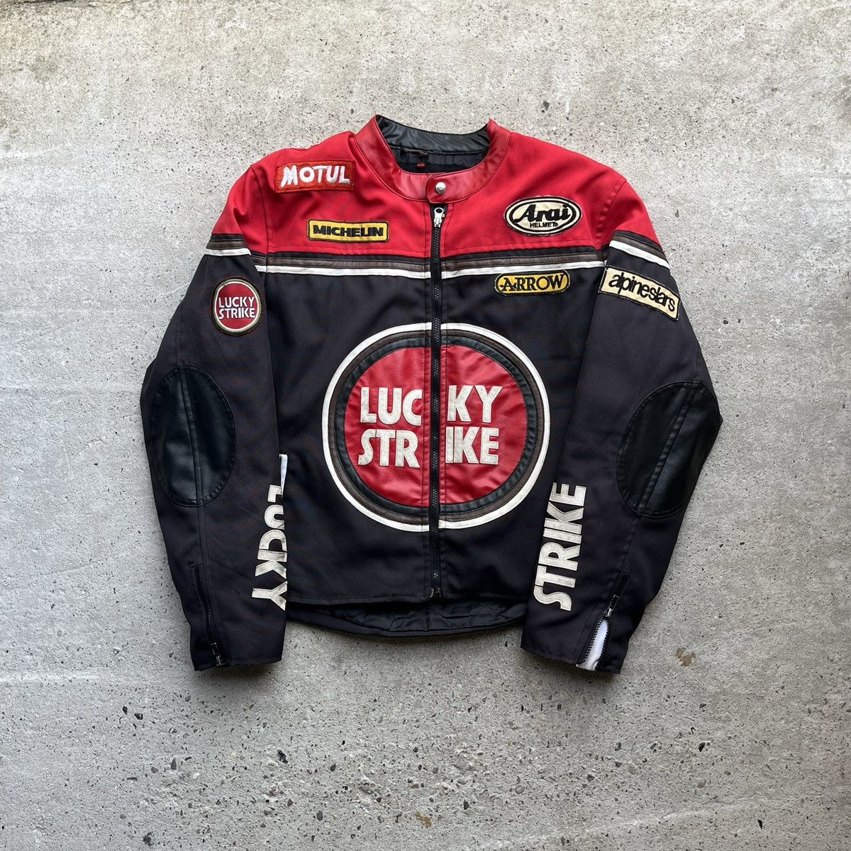 Image of Lucky Vintage Lucky Strike Textile Racing Jacket Vintage Bike in Black, Men's (Size 2XL)