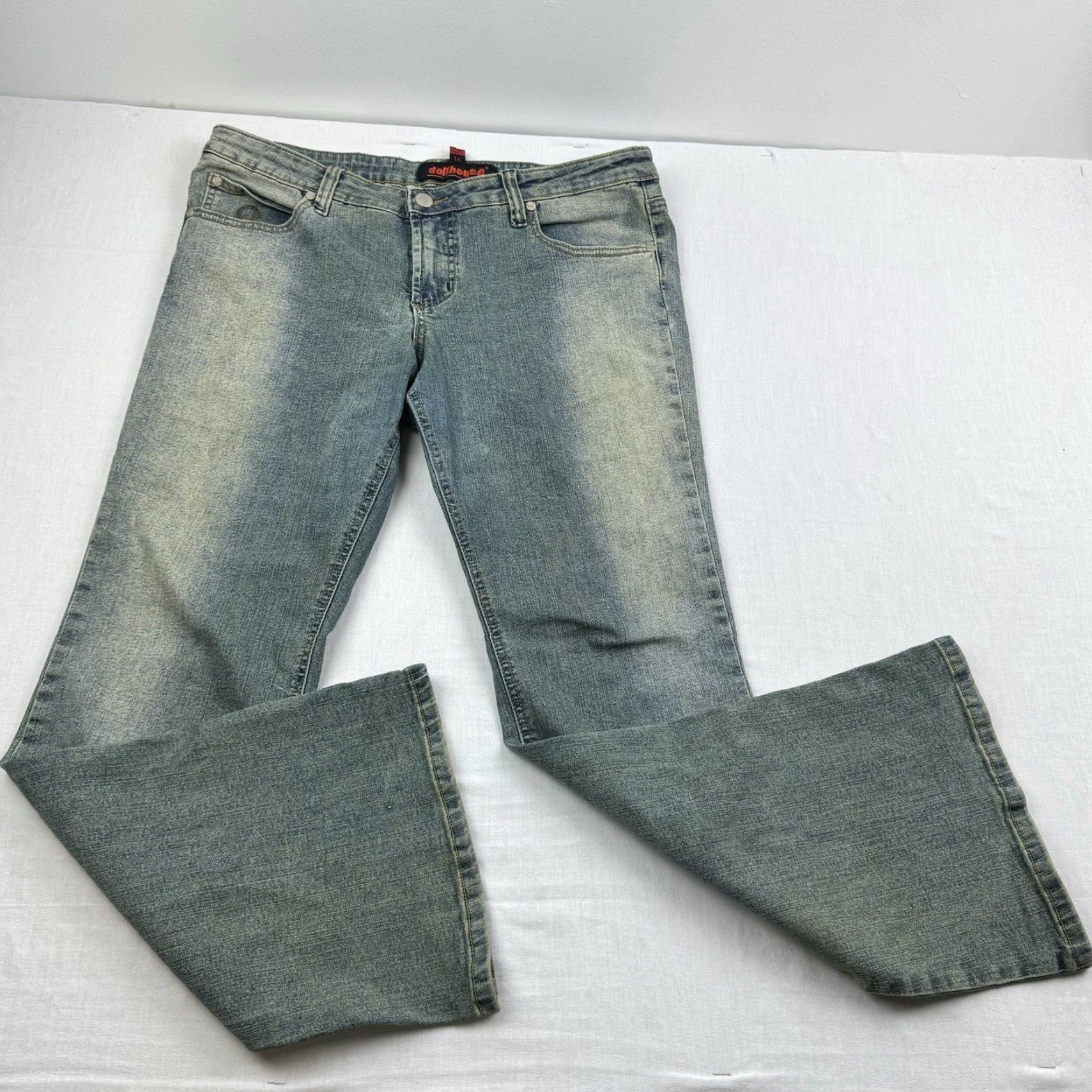 Vintage VINTAGE Dollhouse Women's Jeans Flared Mid Rise 15 Blue Grunge Y2K Punk Skater Size 36" / US 14 / IT 50 - 3 Thumbnail