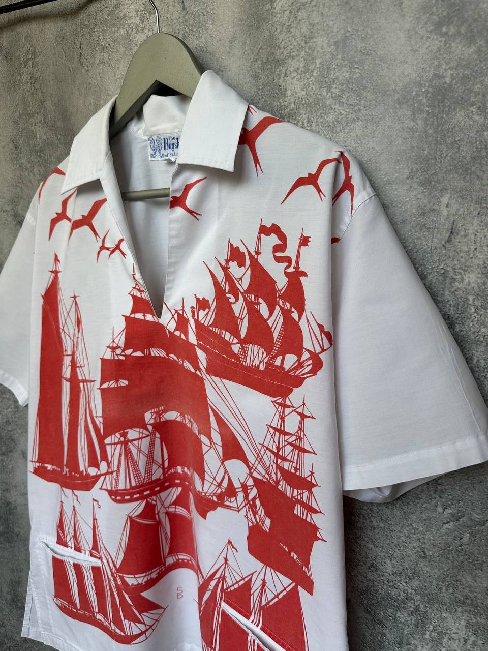 Vintage 1960s The Bagshaws St. Lucia Sailing Ship Print Shirt Dagger Size US M / EU 48-50 / 2 - 7 Thumbnail