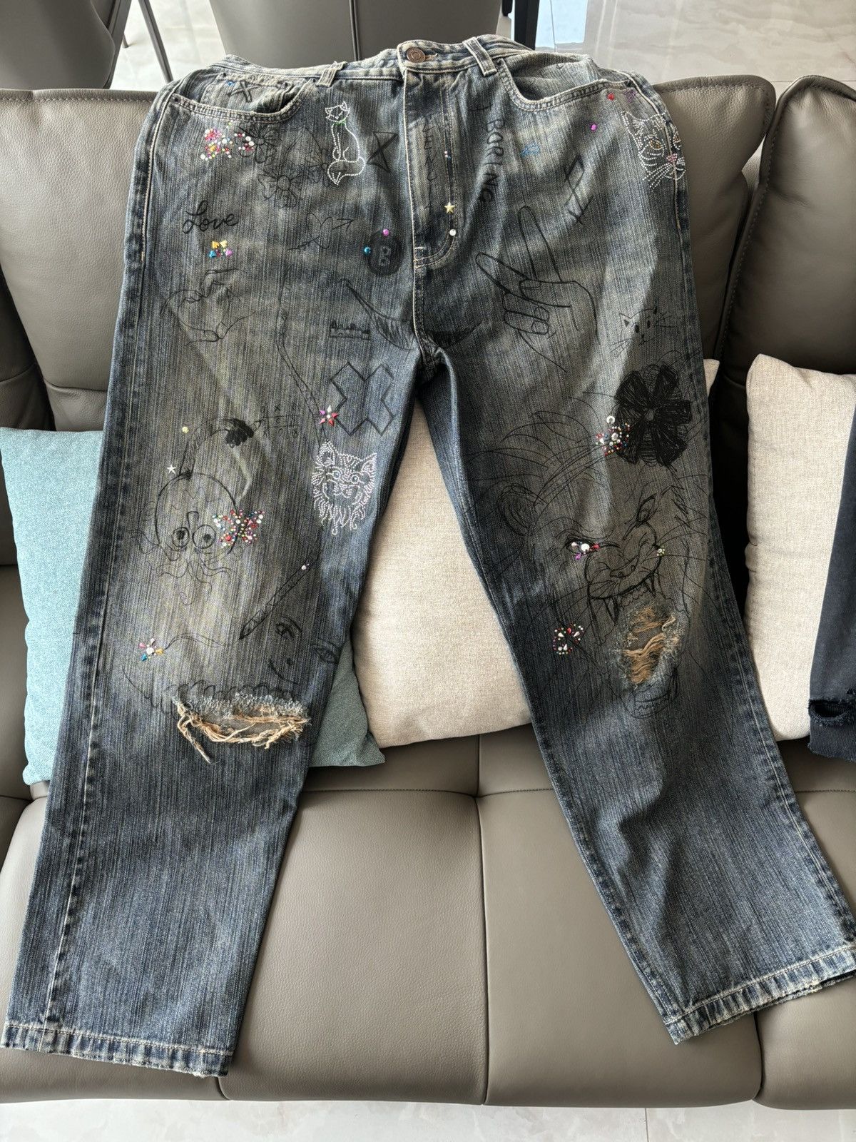 Balenciaga balenciaga crystal denim Size US 30 / EU 46 - 1 Thumbnail