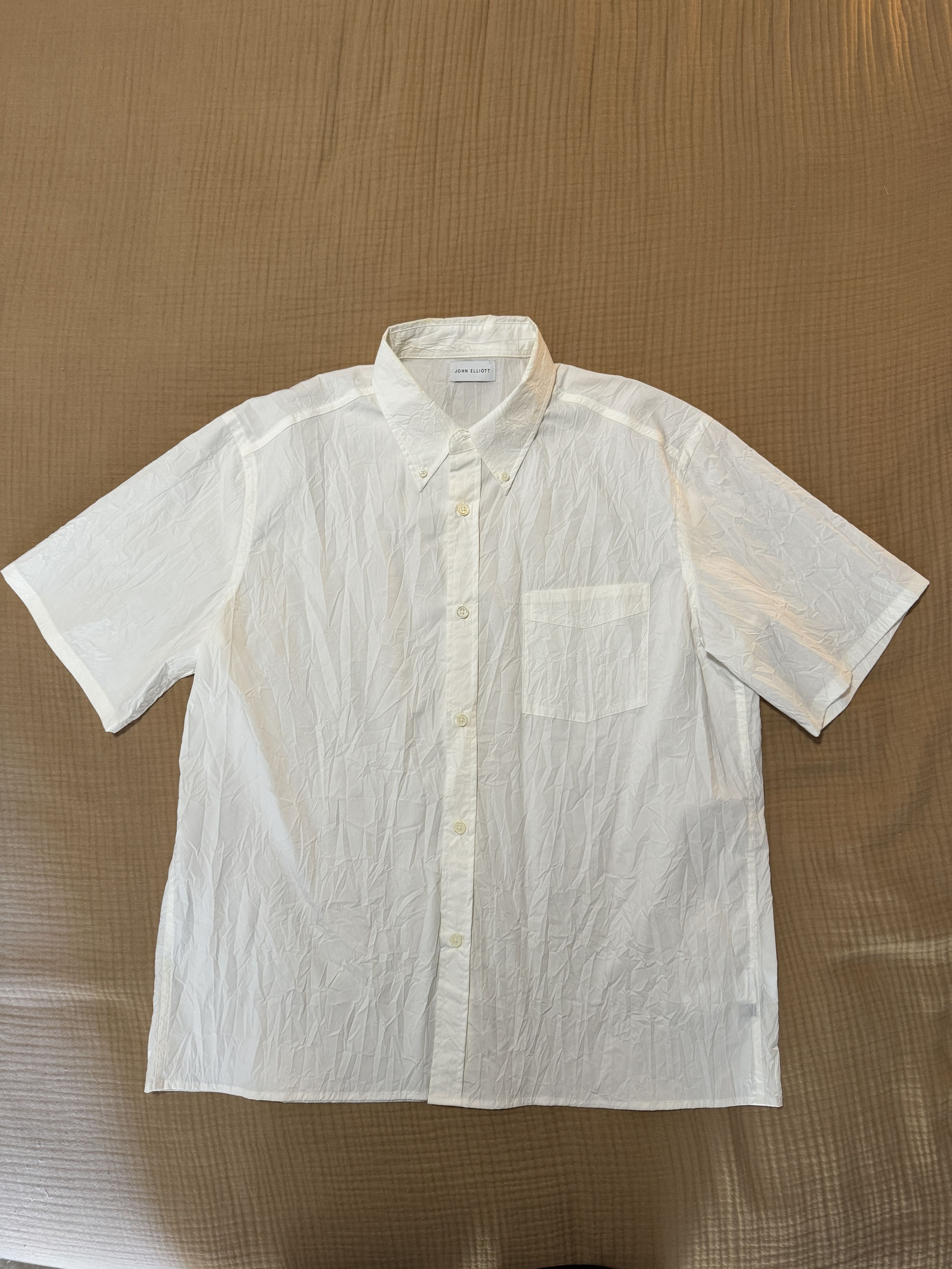 John Elliott Crinkle Short Sleeve Button Up Shirt Size US XL / EU 56 / 4 - 1 Thumbnail