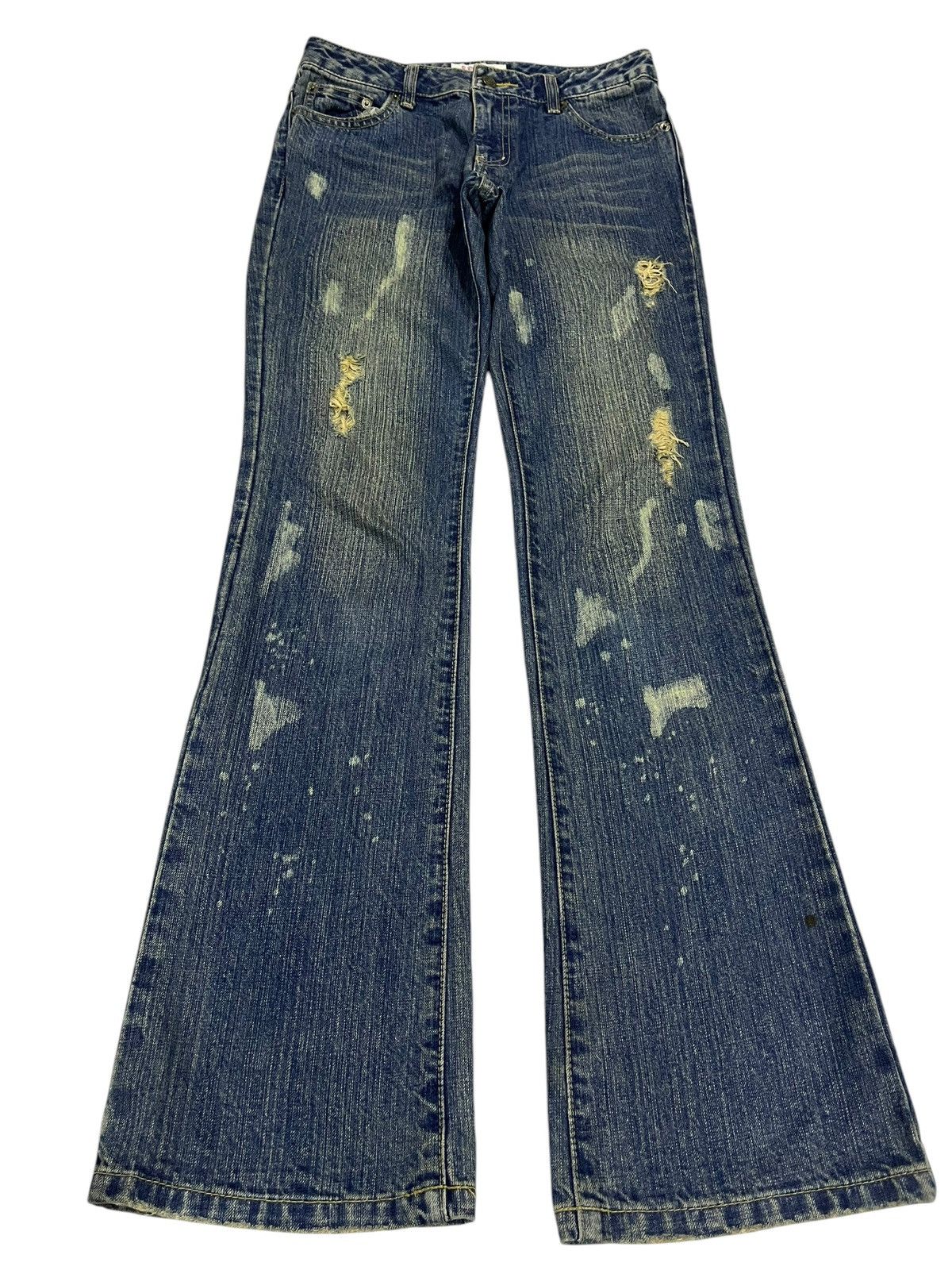 If Six Was Nine × Japanese Brand × Le Grande Bleu (L.G.B.) FLARE💥 Y2K JAPANESE BRAND RUSTY WASHED BLUE JEANS Size 29" - 1 Thumbnail