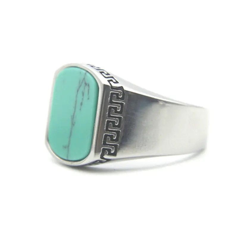 Vintage Solid Green Stone Ring Stainless Steel Size ONE SIZE - 1 Preview