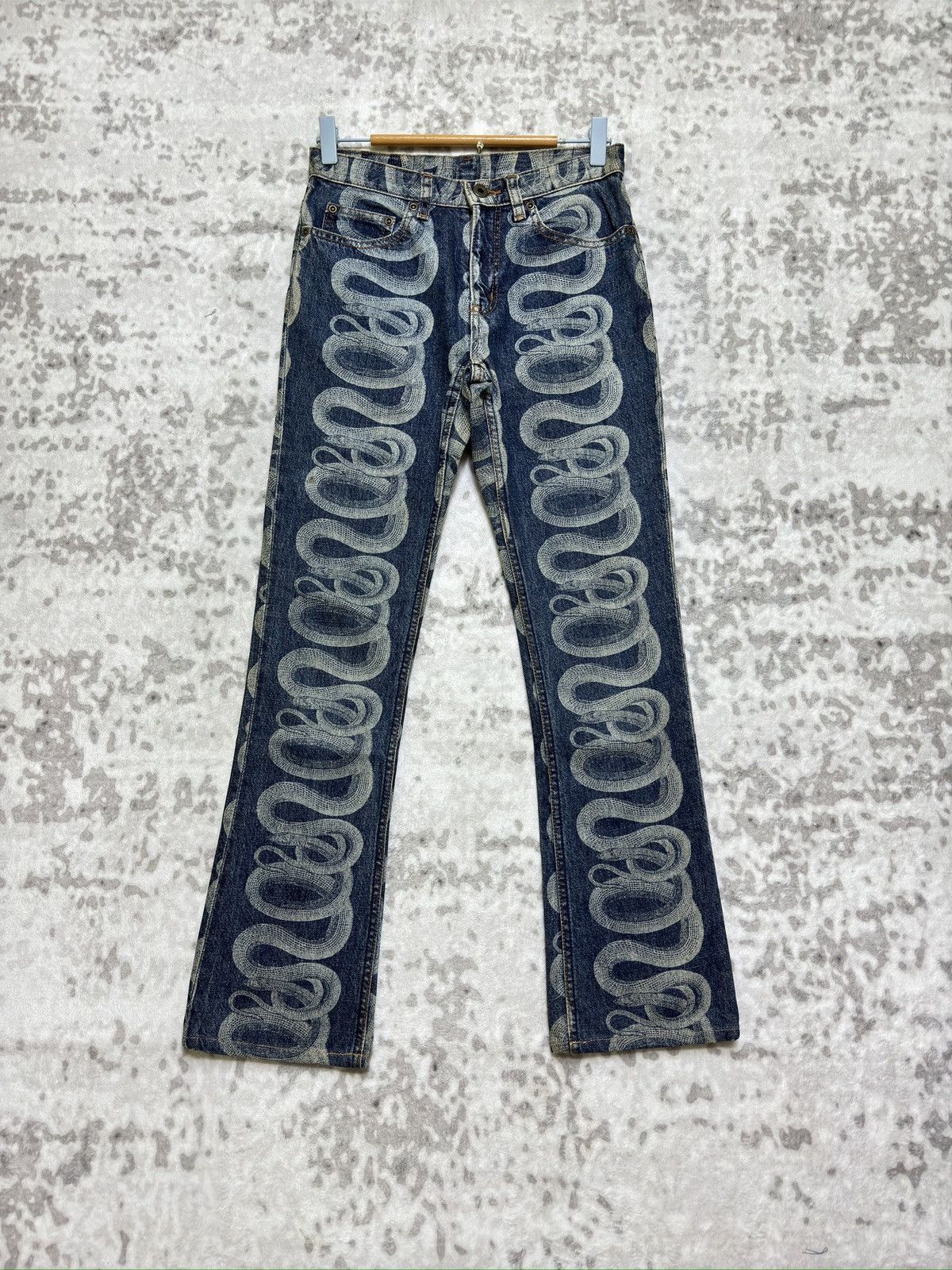 Hysteric Glamour Vintage Hysteric Glamour Flare Iconic Snake Print Denim Size US 27 - 1 Thumbnail
