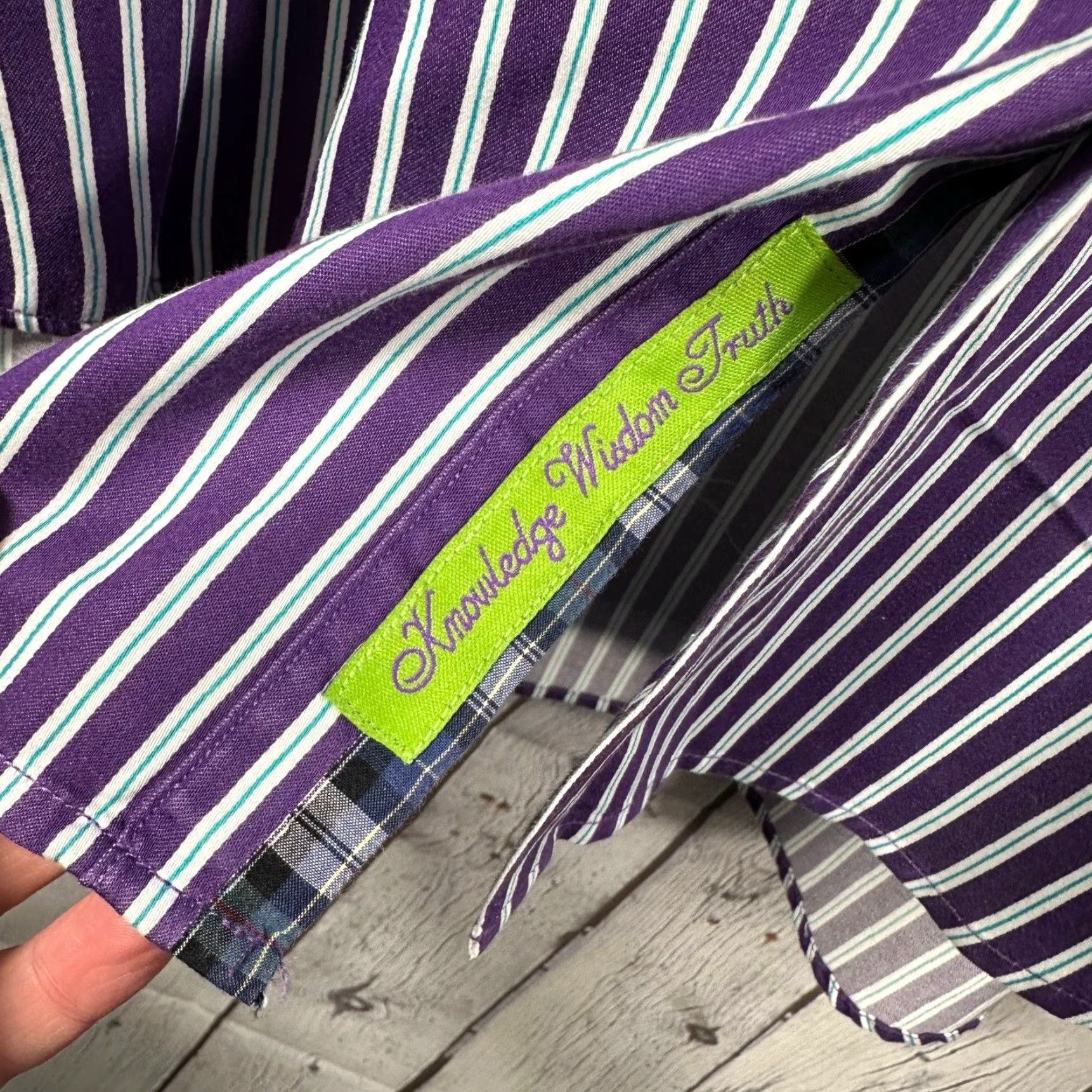Robert Graham Robert Graham Mens Purple White Striped Button Down Shirt Long Sleeve Cotton L Size US L / EU 52-54 / 3 - 3 Thumbnail