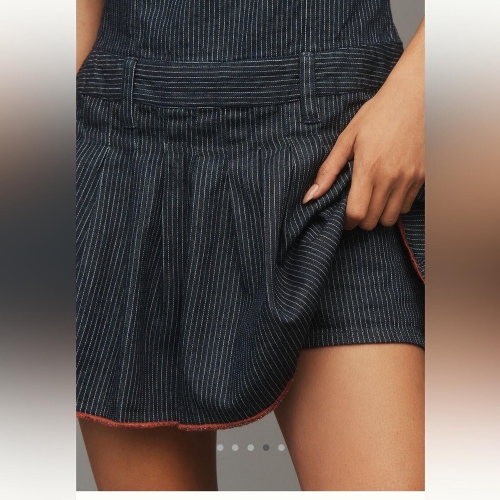 Other Anthro $158 Pilcro Striped Denim Sleeveless Romper, Size 4 Size 27" / US 4 / IT 40 - 3 Thumbnail