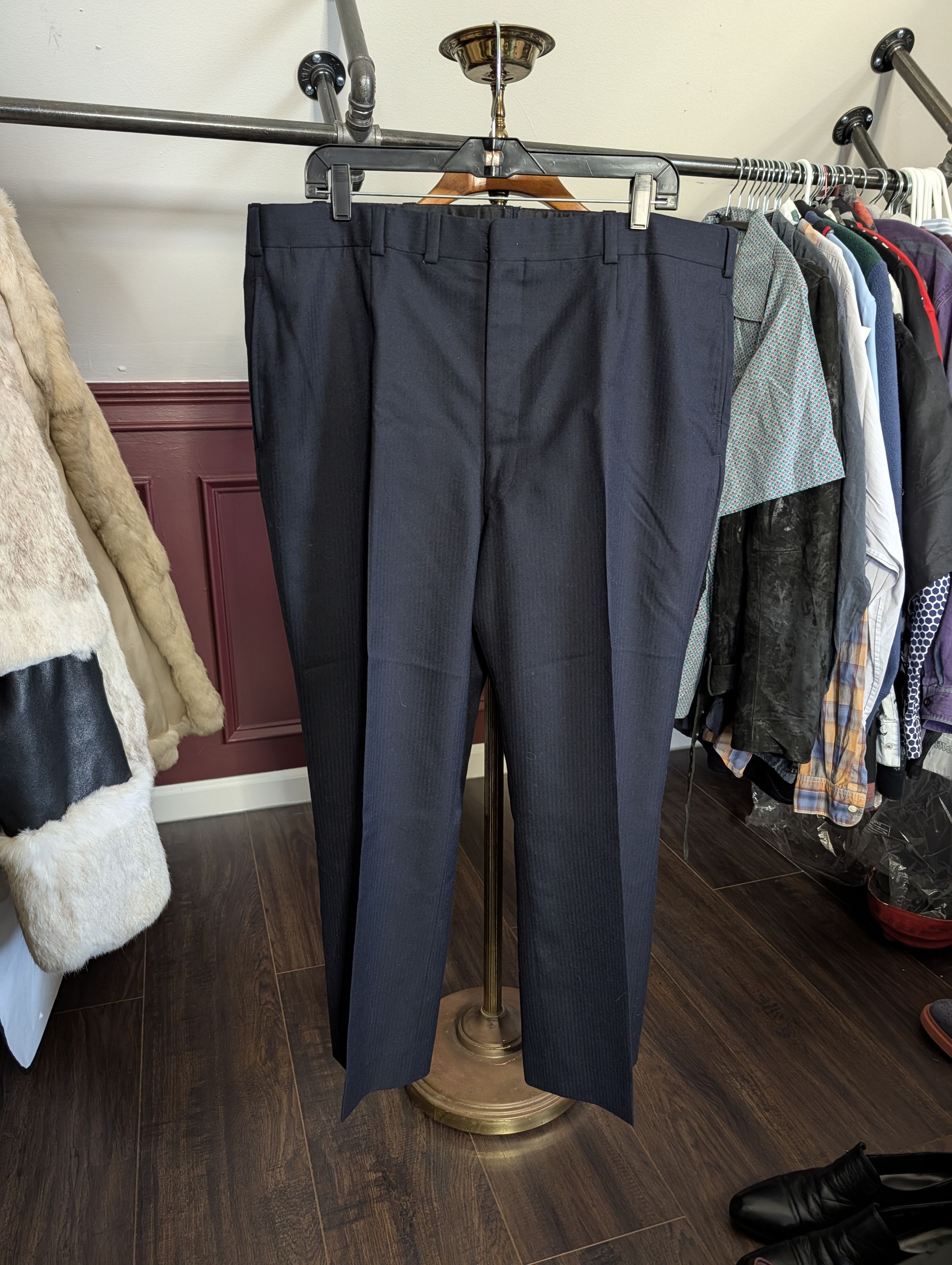 Oxxford Clothes 2pc bespoke navy herringbone MiUSA mens suit 44 Size 44R - 9 Thumbnail