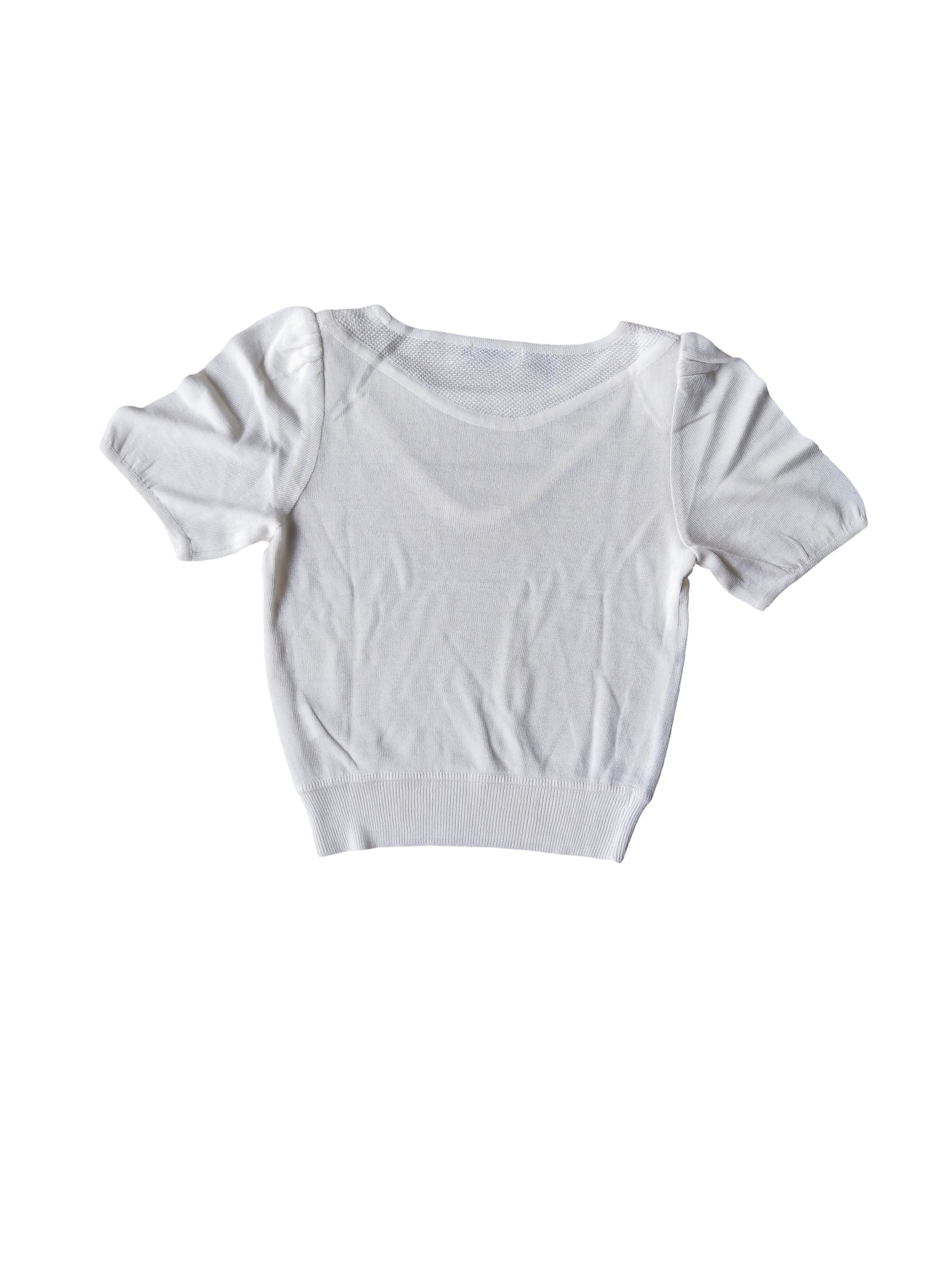 Halston Vintage 2000s Halston New York Knit Top White Size M / US 6-8 / IT 42-44 - 4 Thumbnail