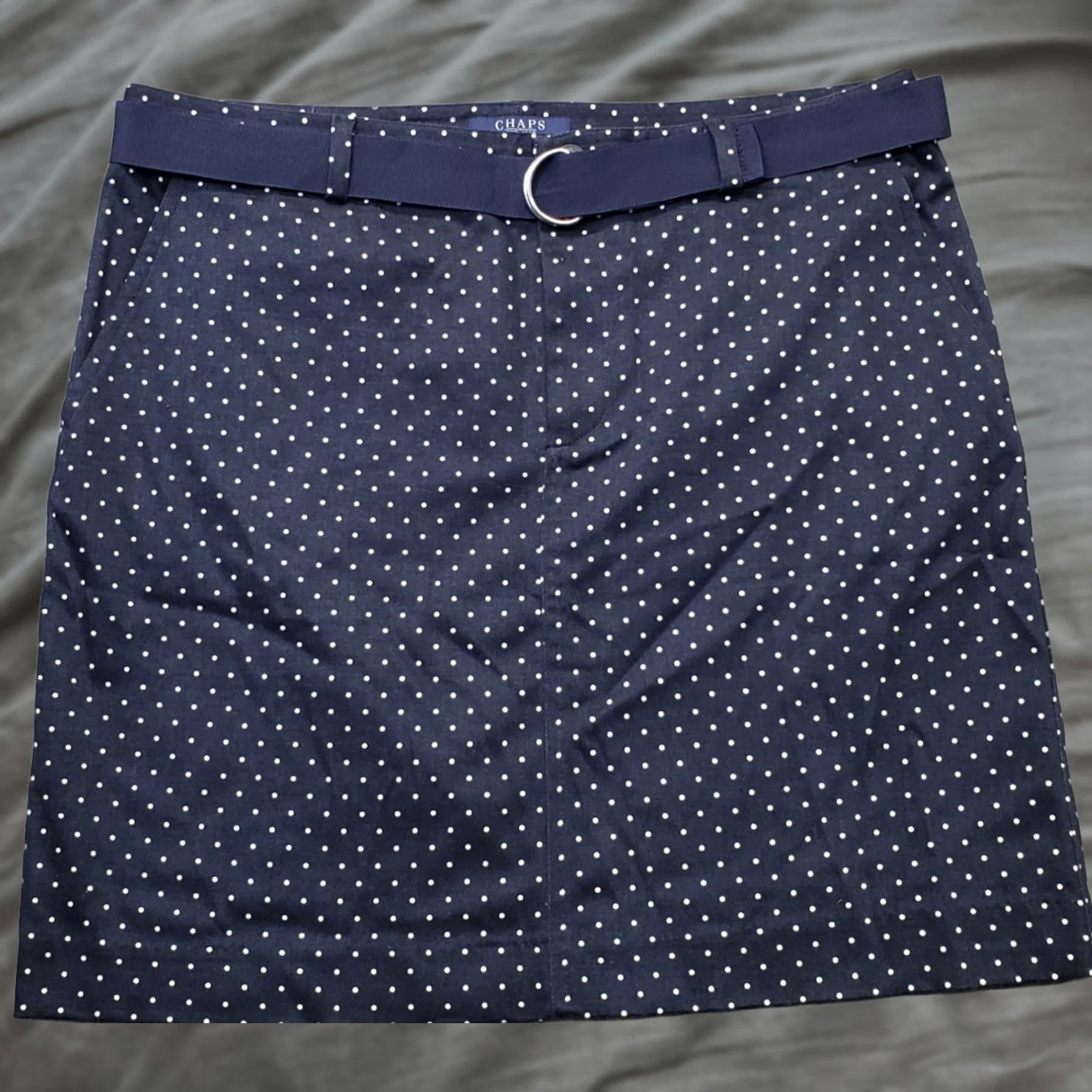 Chaps Chaps Pencil Skirt Womens 8P Multicolor Polka Dot Cotton Belted Waist Zip Fly Skirt Womens Size 8P Polka Dot Cotton Belted Waist Zip Fly Size 30" / US 8 / IT 44 - 1 Thumbnail