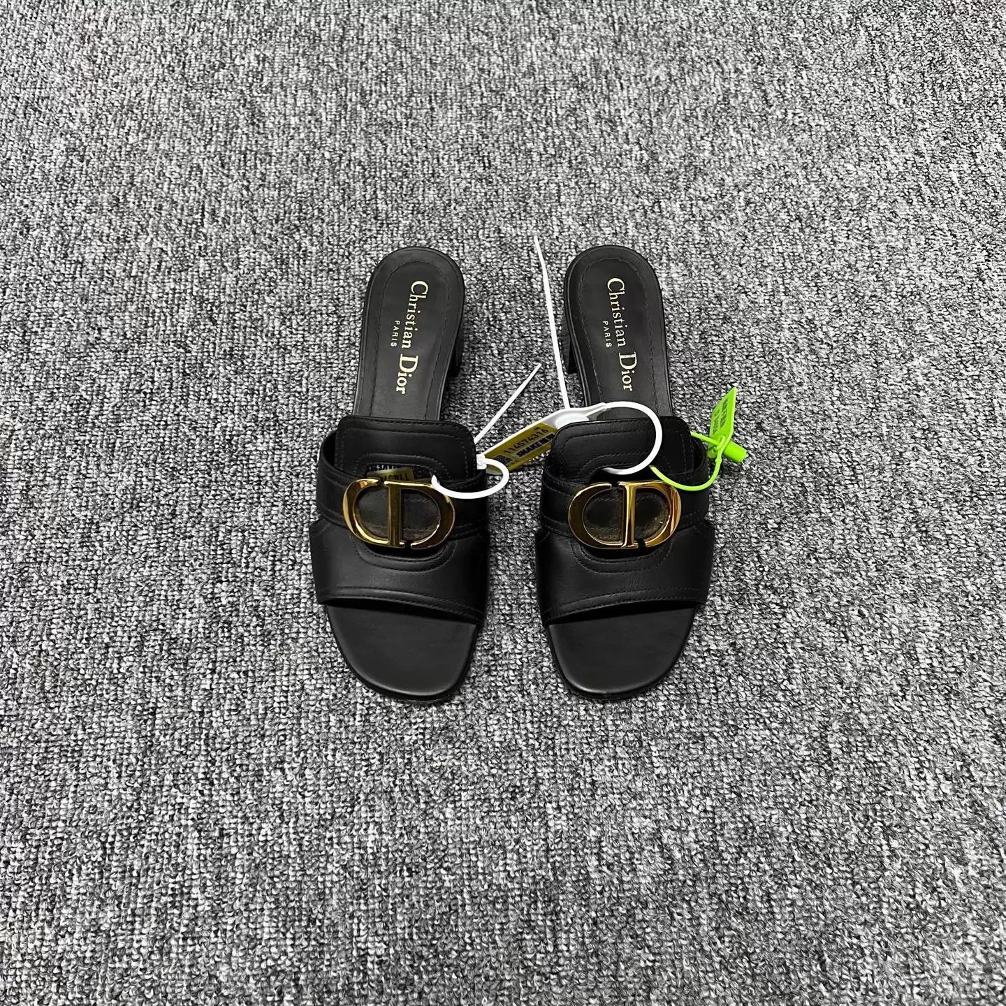 Dior Dior CD Logo Black Gold Slippers 36.5 97 New Size US 6 / IT 36 - 1 Thumbnail