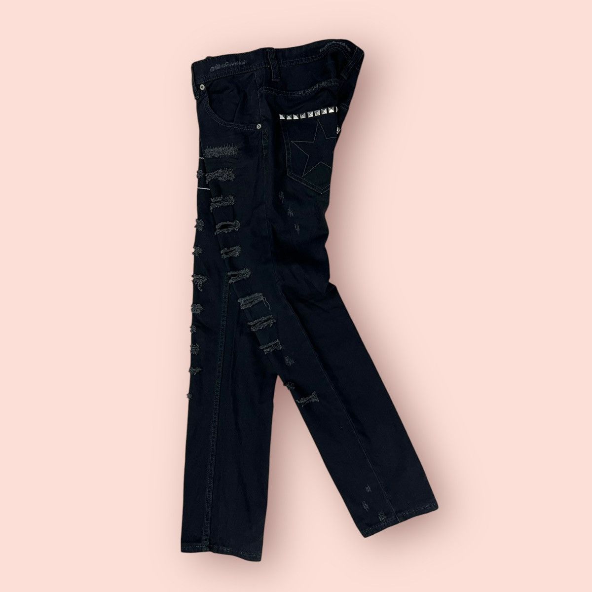 Hysteric Glamour × If Six Was Nine × Japanese Brand VINTAGE WWL DISTRESSED STUDDED BLACK JEANS JAPAN Size 30" / US 8 / IT 44 - 5 Thumbnail