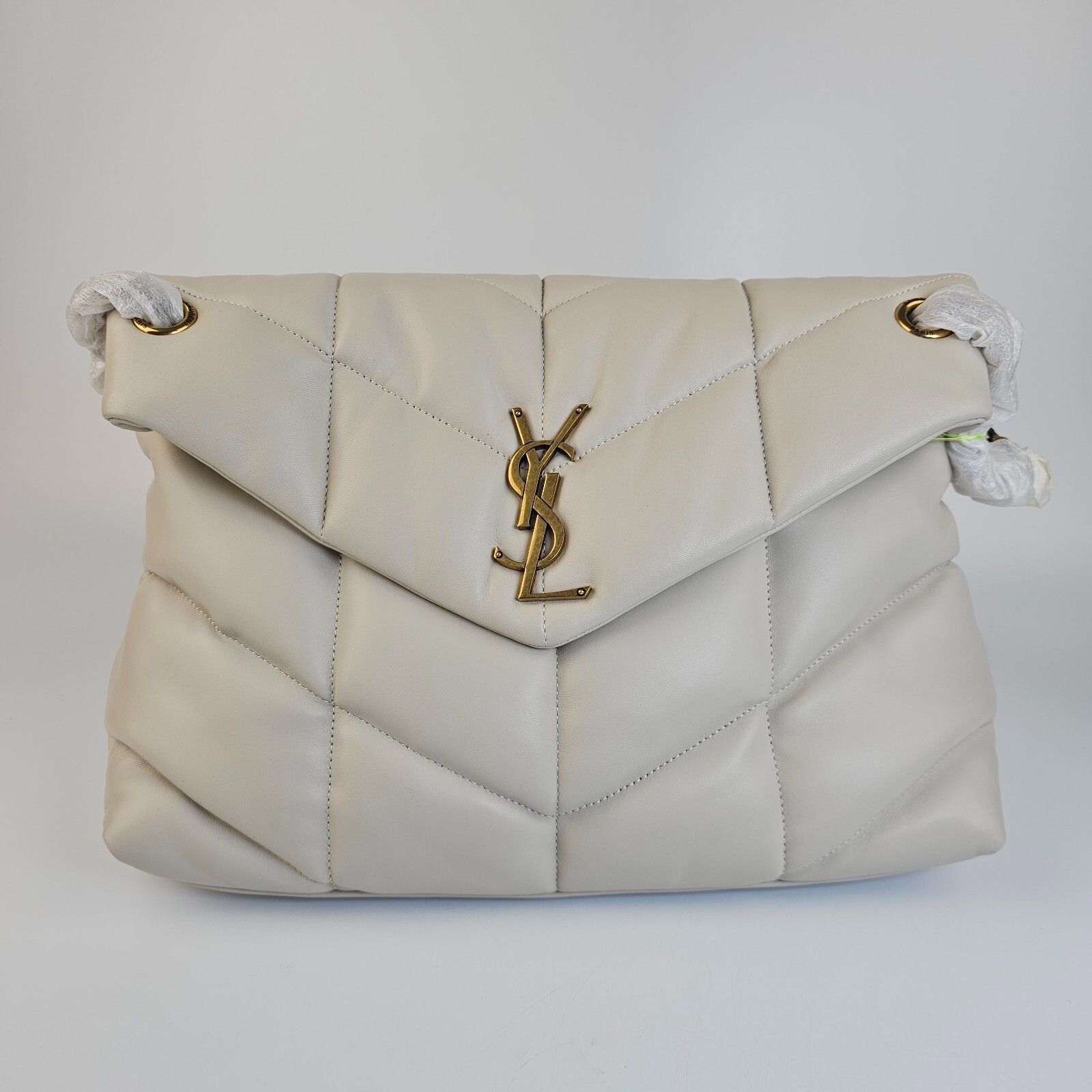 SAINT LAURENT Puffer Medium $3550 Blanc Vintage Nappa Leathe