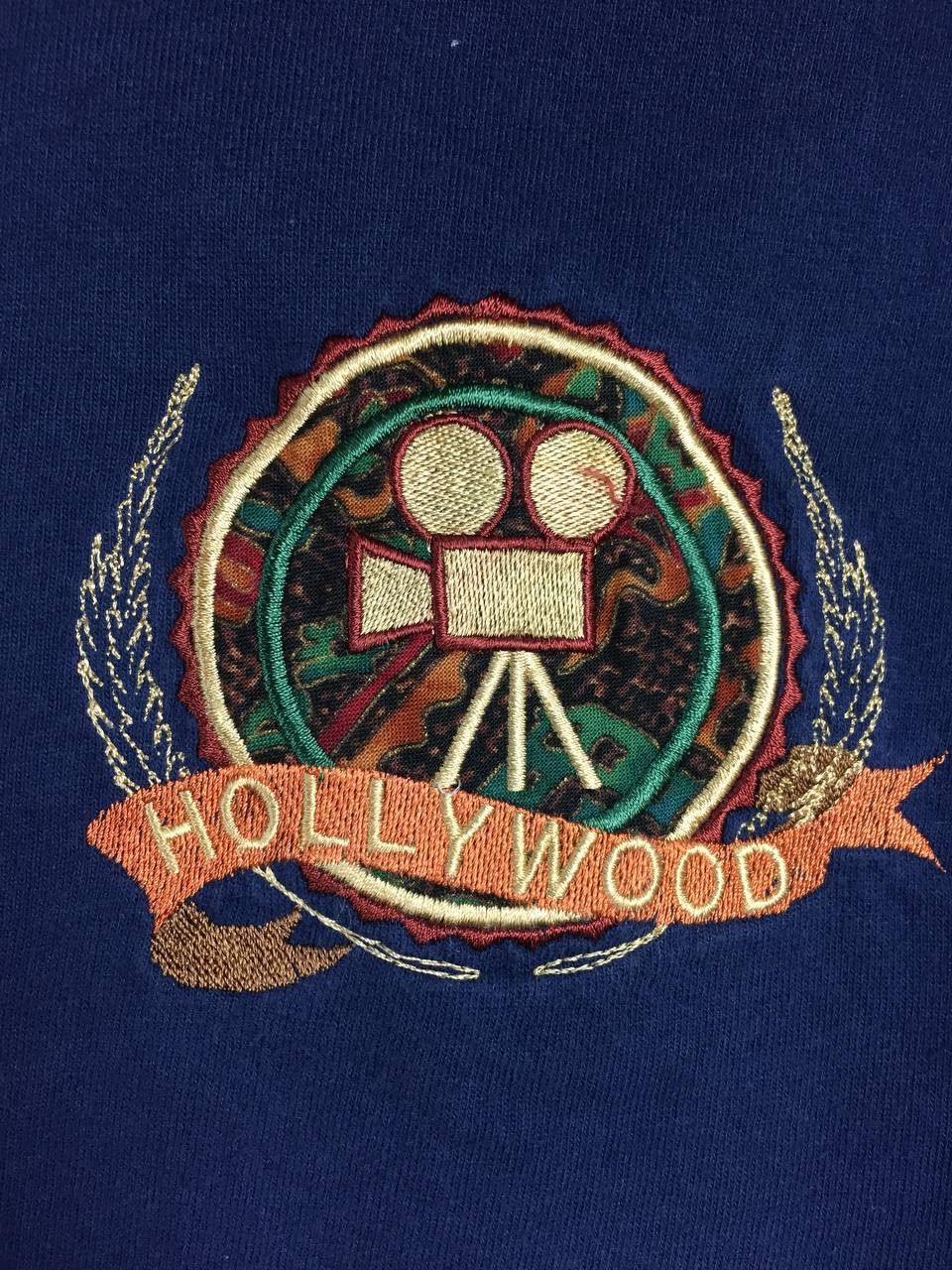 Vintage Vtg Hollywood Embroidered Logo Made In Usa Single Stitch Tee Size US L / EU 52-54 / 3 - 4 Thumbnail