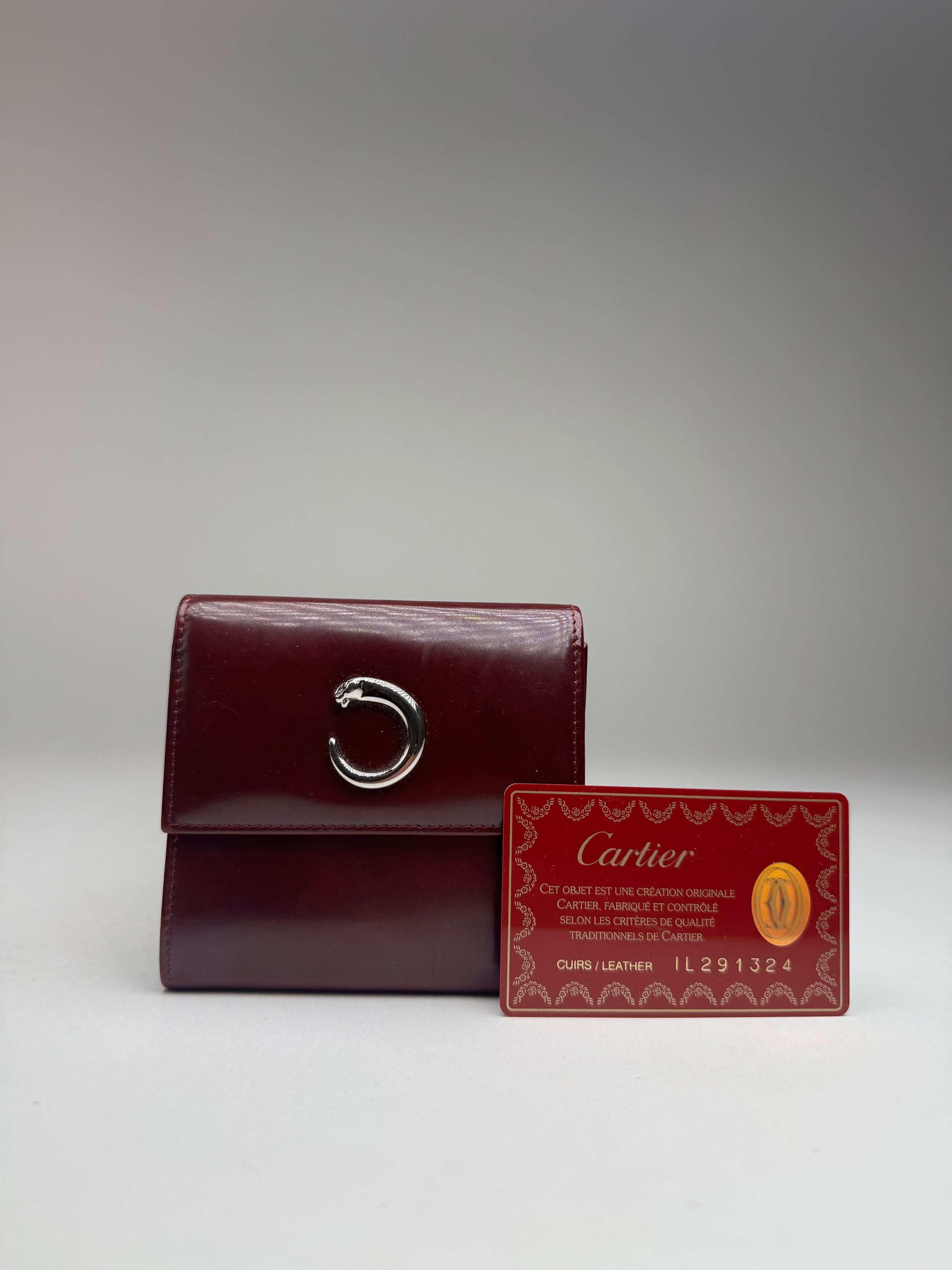 Cartier Vintage Panthere Latent Leather Wallet burgundy Size ONE SIZE - 1 Thumbnail