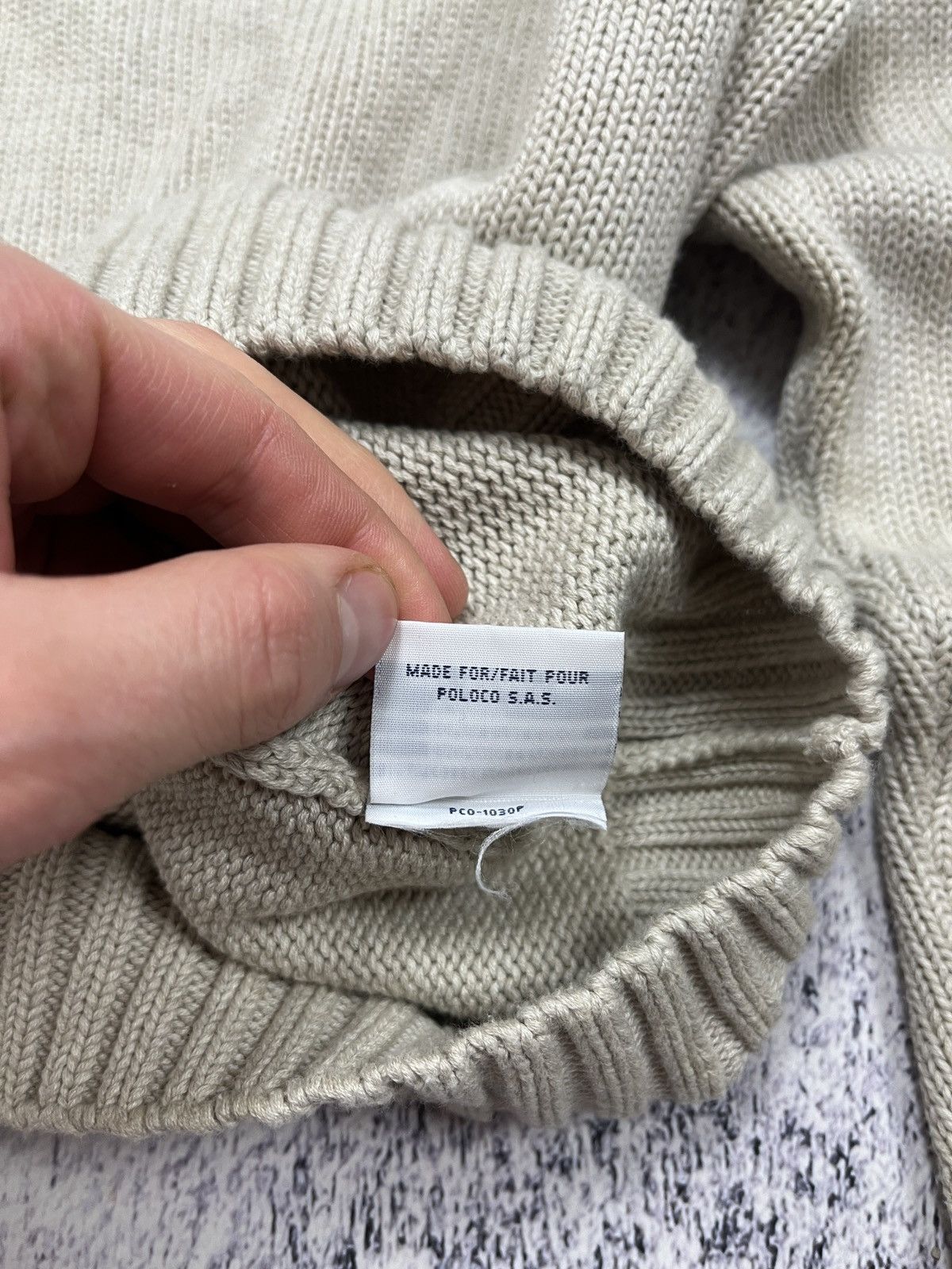 Polo Ralph Lauren × Ralph Lauren × Vintage Vintage 90’s Polo Ralph Lauren Beige Heavy Knit Sweater Hype Size US XL / EU 56 / 4 - 8 Thumbnail