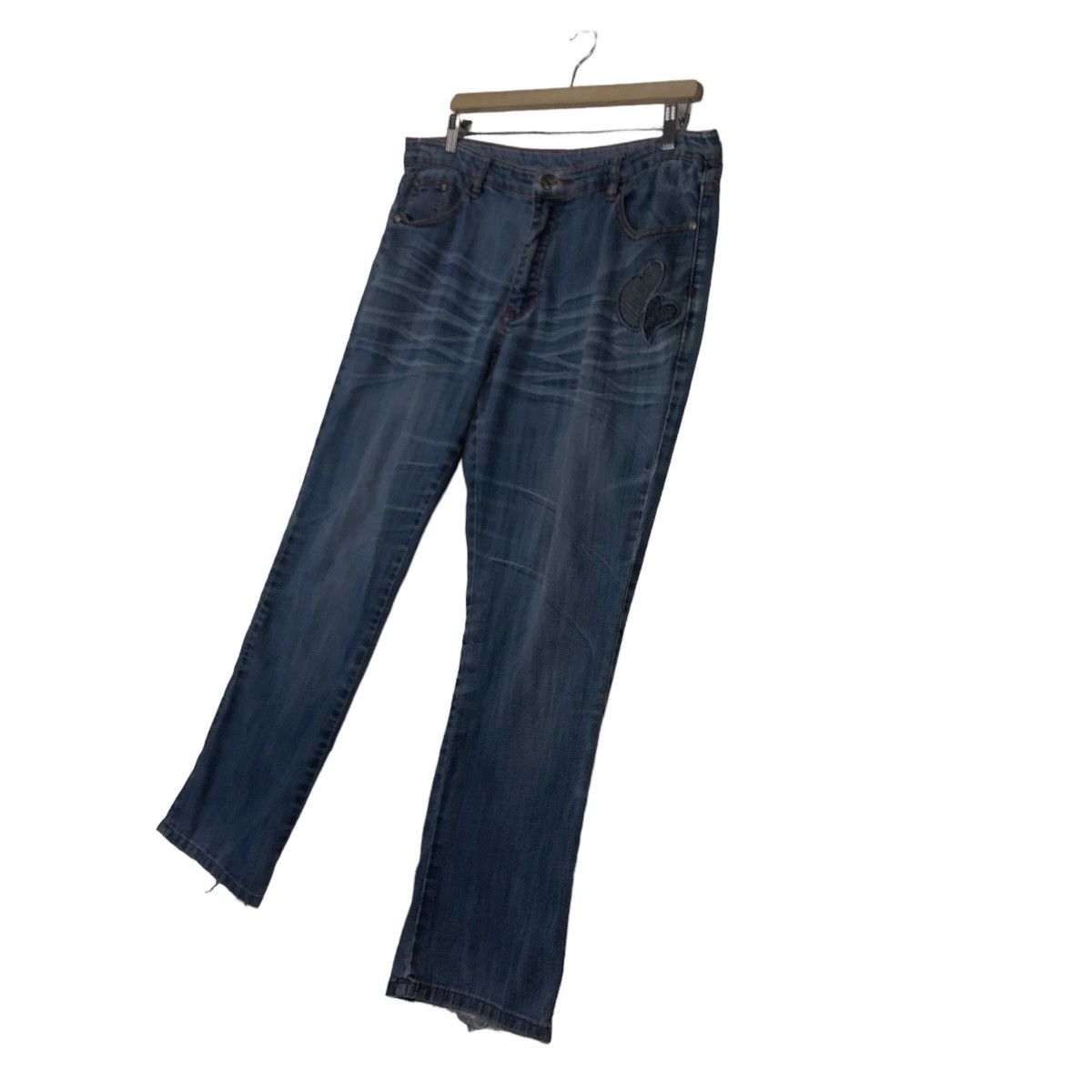 Japanese Brand 🔥Vintage Denim Jeans Sukajan Pocket Big Logo Size US 36 / EU 52 - 2 Thumbnail