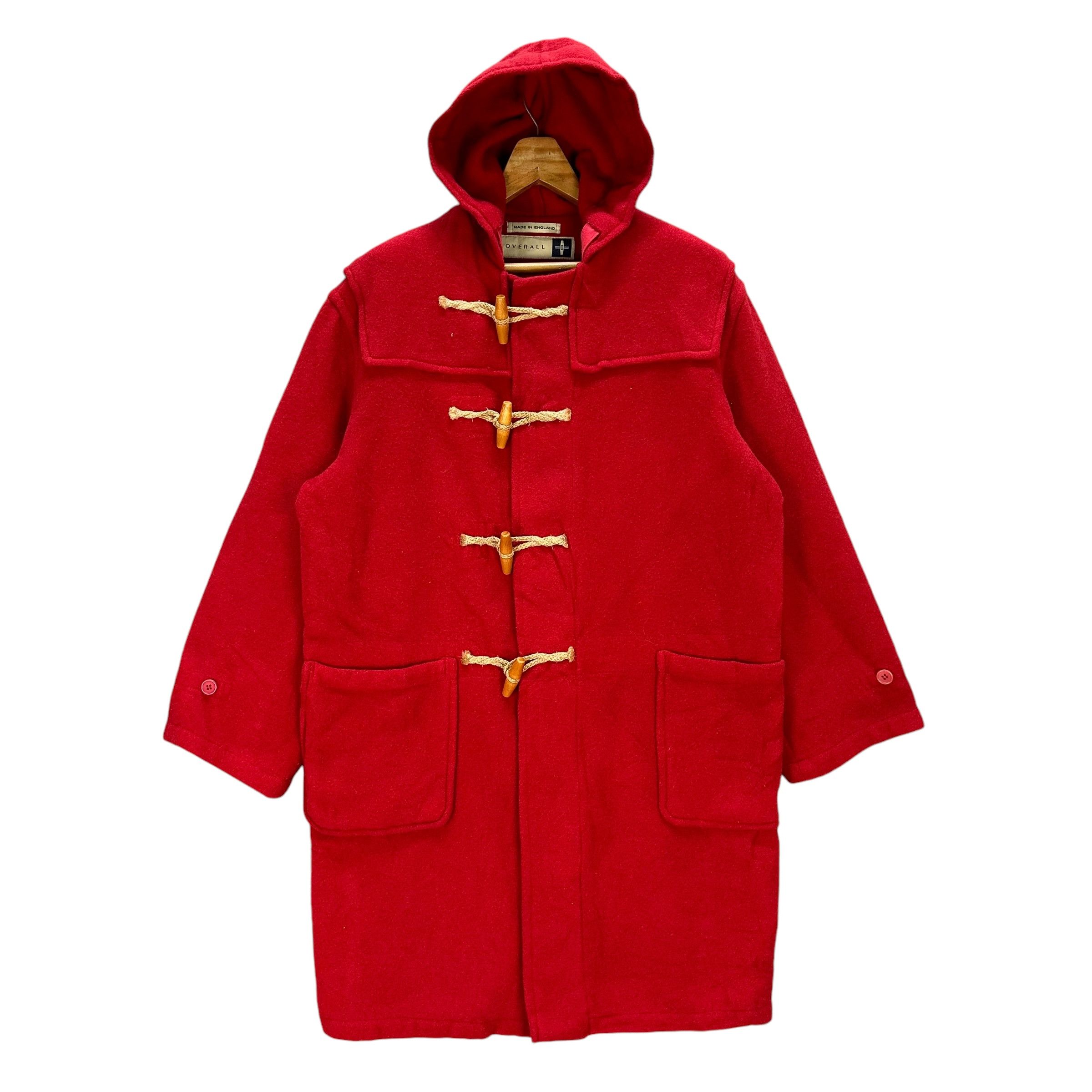 Wool Coat Outerwear Dufflecoat Vintage GLOVERALL Red Wool Duffle