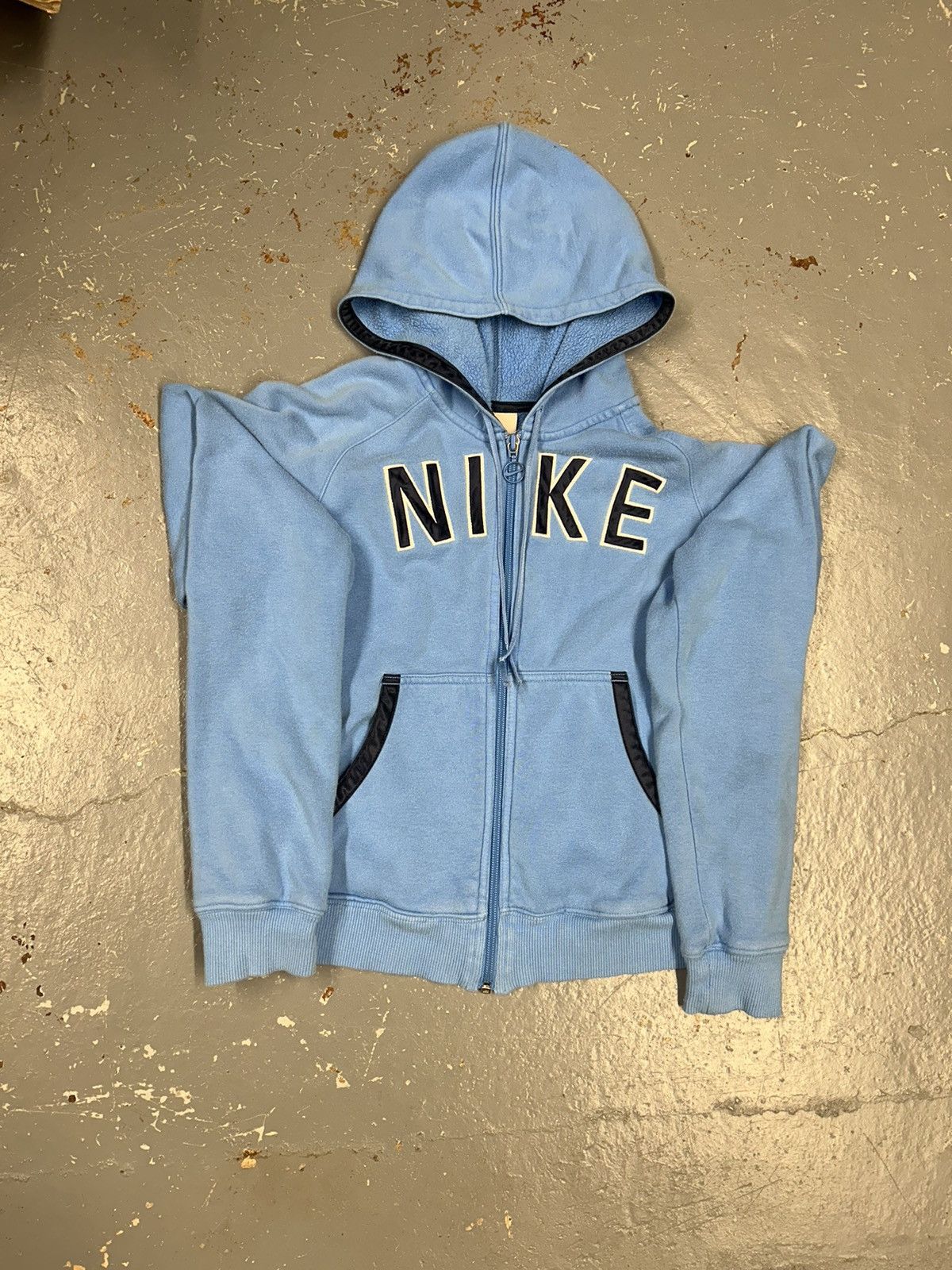 Nike × Vintage Crazy Vintage Y2K Essential Baby Blue Nike Script Zip Hoodie Size US XS / EU 42 / 0 - 1 Thumbnail